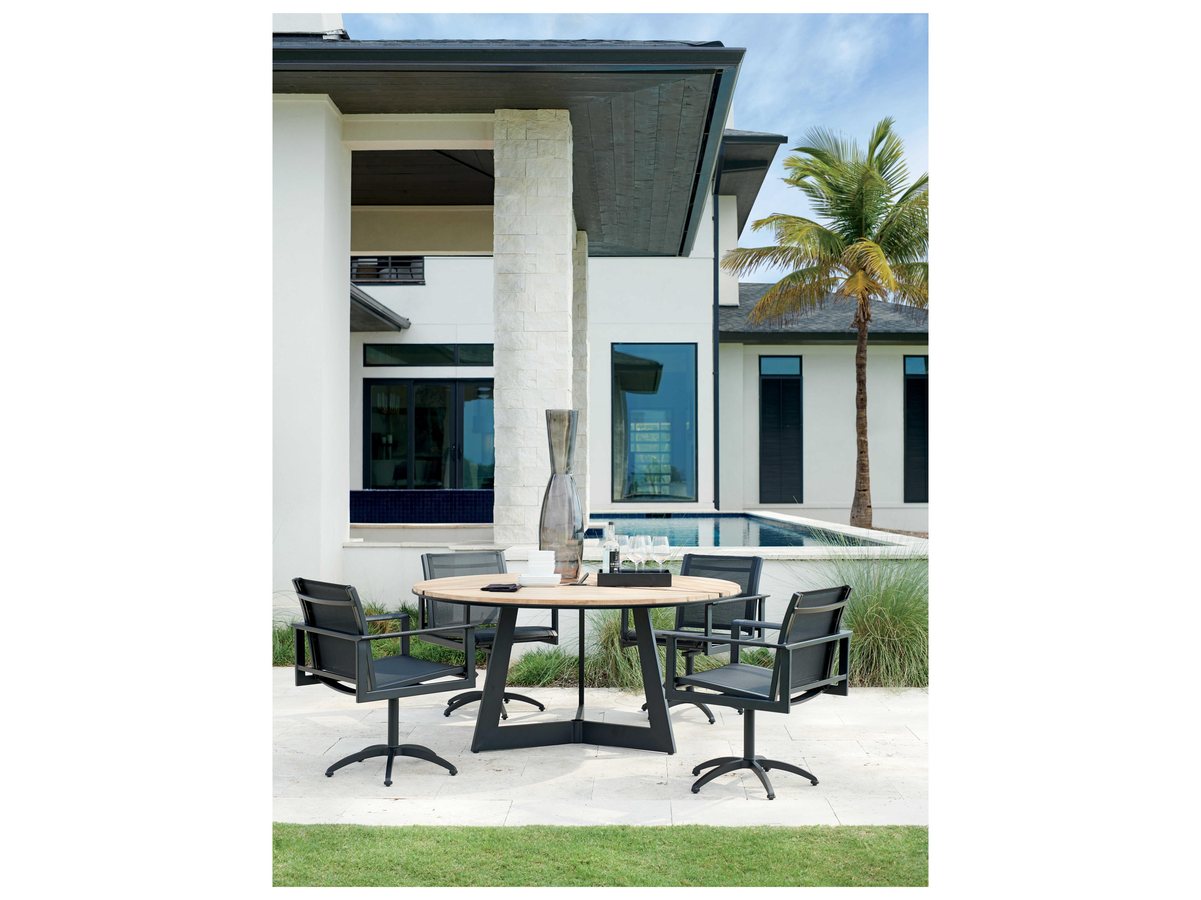 Tommy Bahama Outdoor South Beach Aluminum Round Dining Table with Umbrella Hole