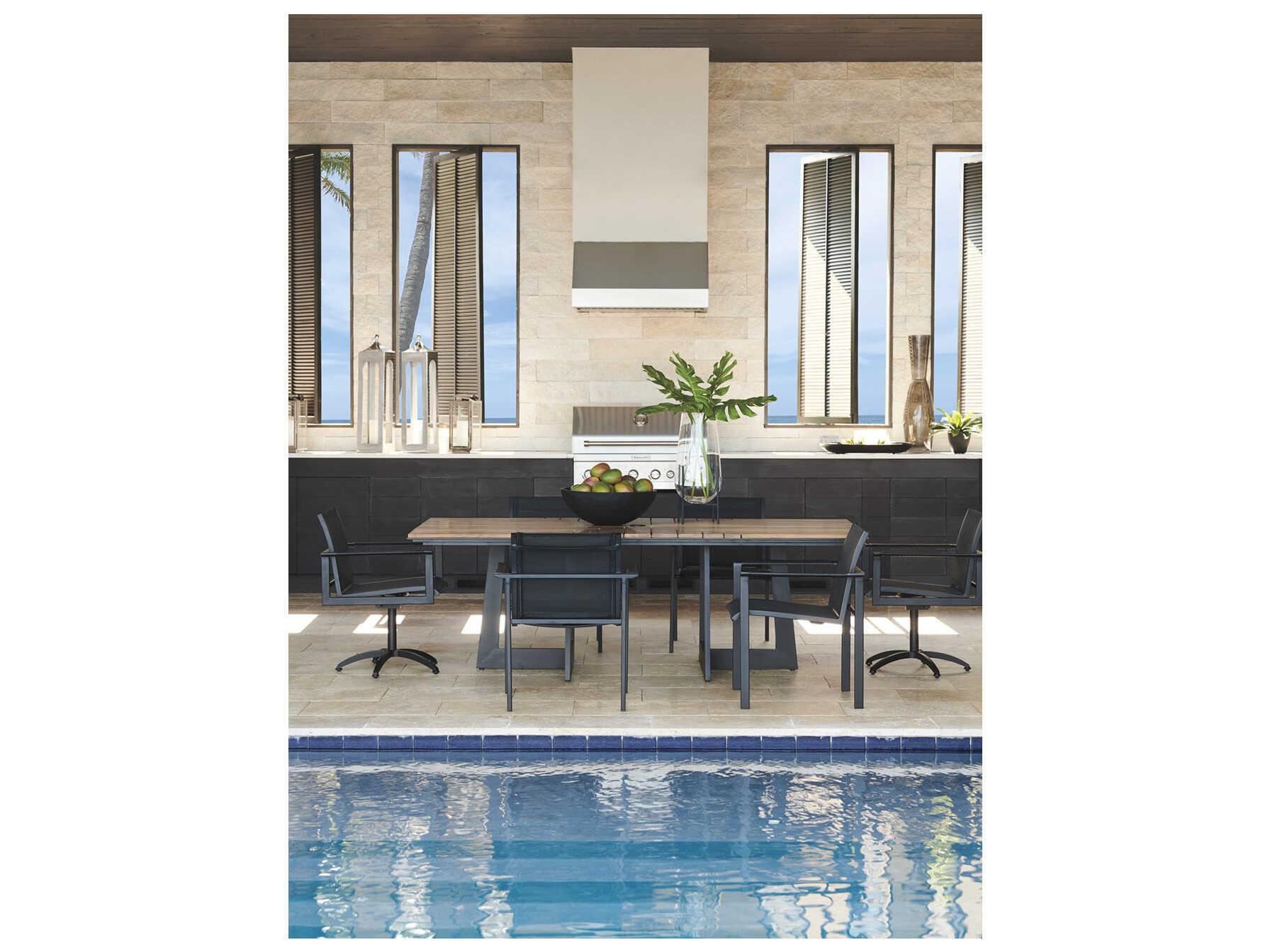 Tommy Bahama Outdoor South Beach Aluminum Rectangular Dining Table with Umbrella Hole