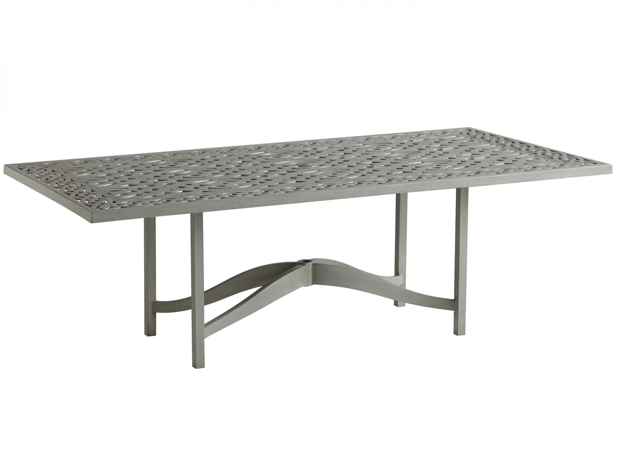 Tommy Bahama Outdoor Silver Sands Aluminum Rectangular Dining Table with Umbrella Hole