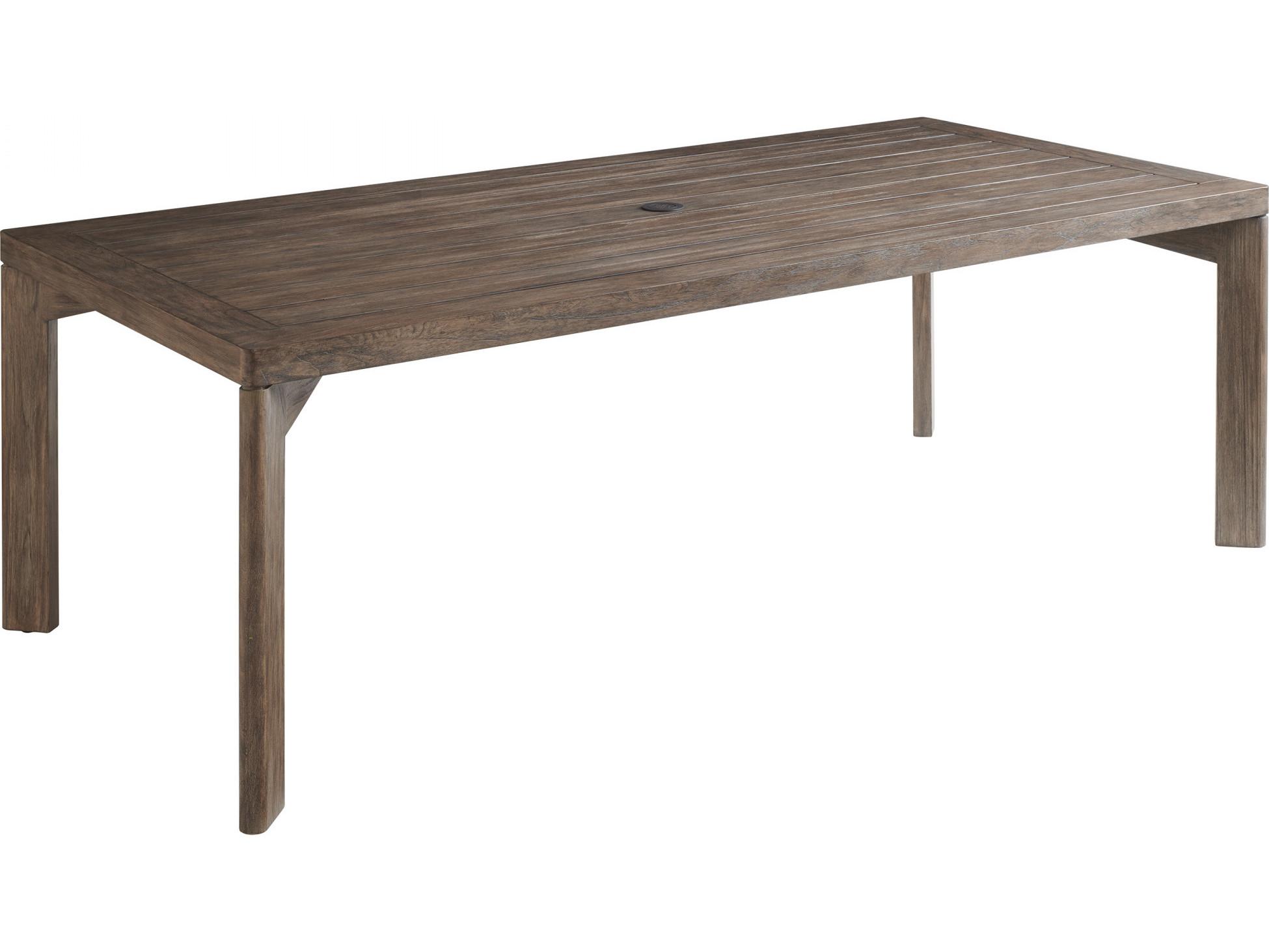 Tommy Bahama Outdoor La Jolla Teak Rectangular Dining Table with Umbrella Hole
