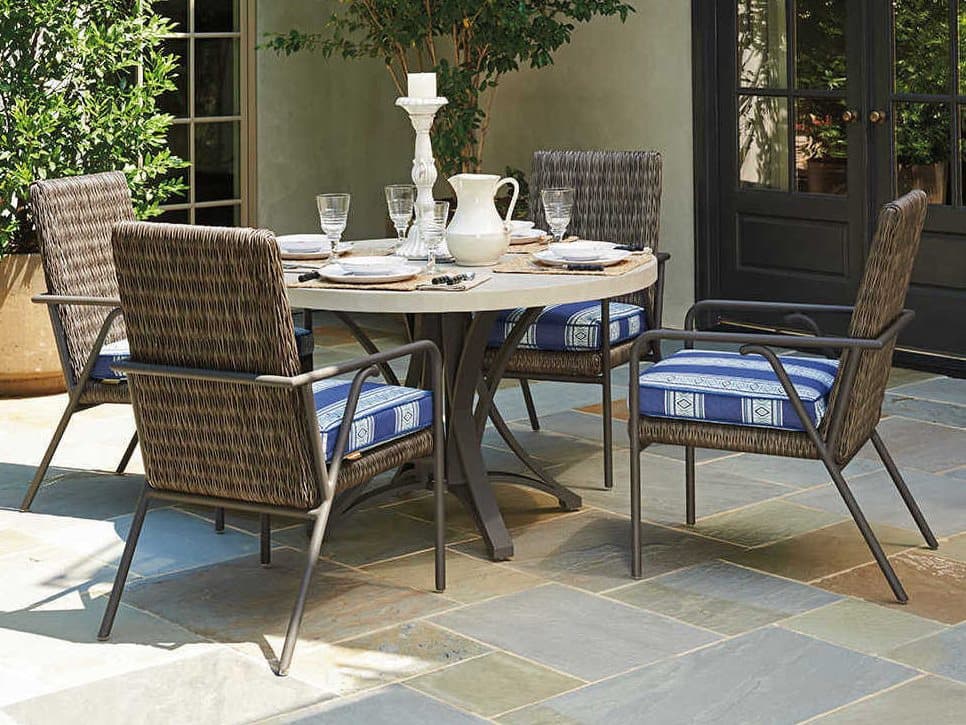 Tommy Bahama Outdoor Cypress Point Ocean Terrace Aluminum Wicker Dining Set