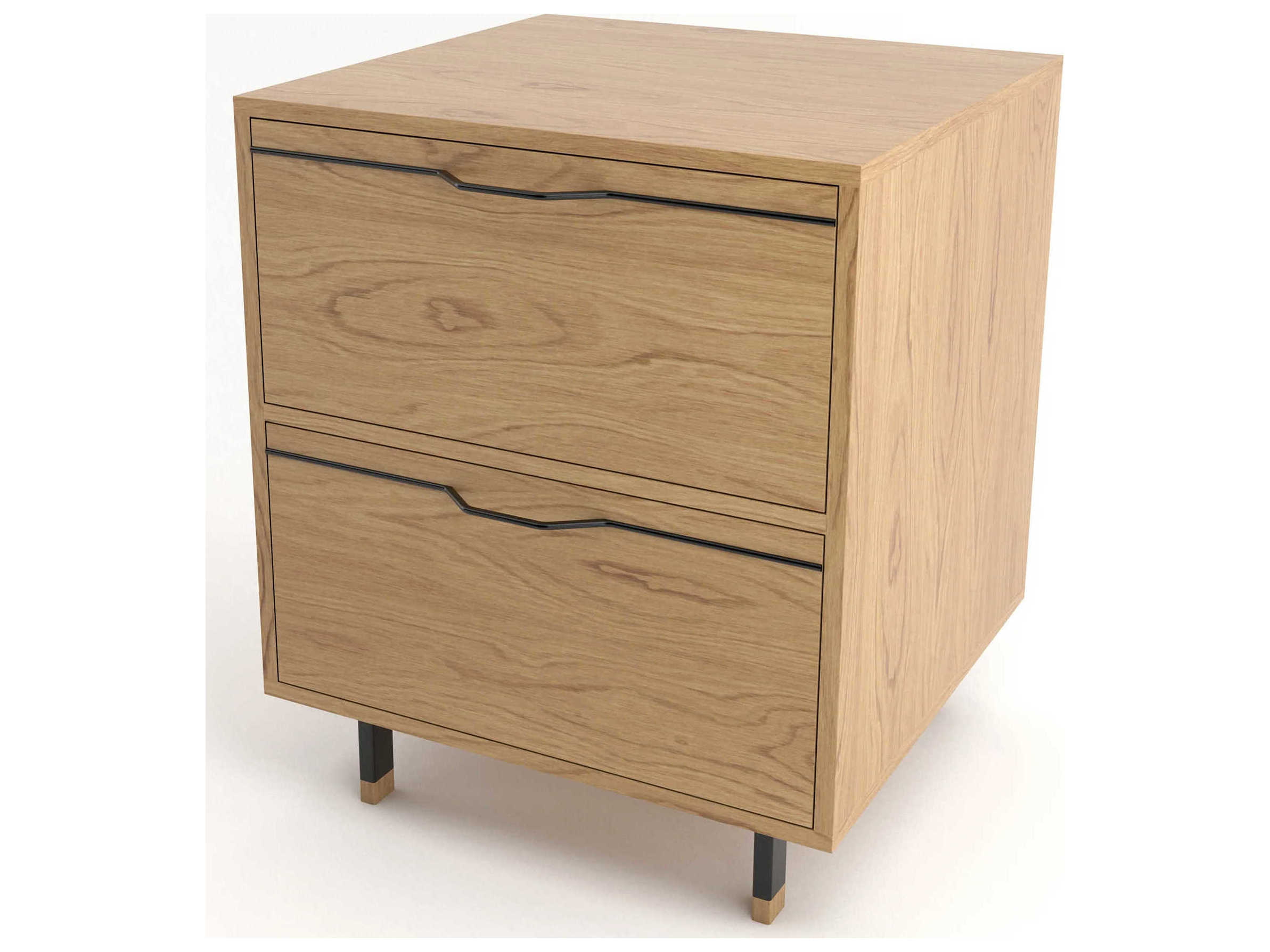 Tronk Design Chapman 2-Drawers Brown Oak Wood Nightstand