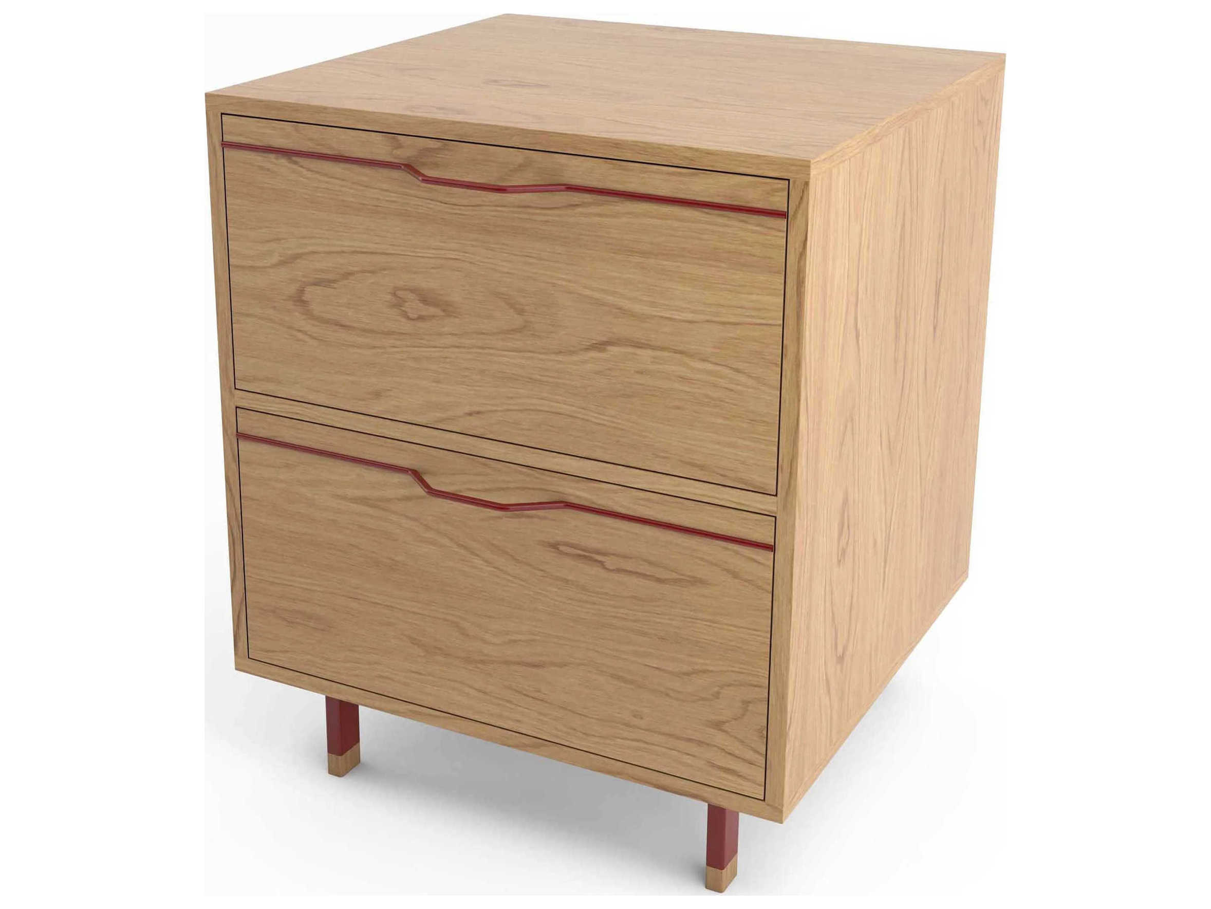 Tronk Design Chapman 2-Drawers Brown Oak Wood Nightstand