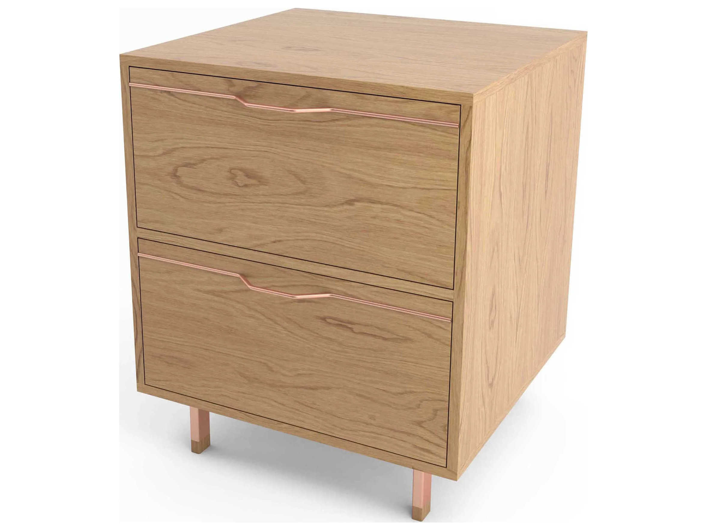 Tronk Design Chapman 2-Drawers Brown Oak Wood Nightstand