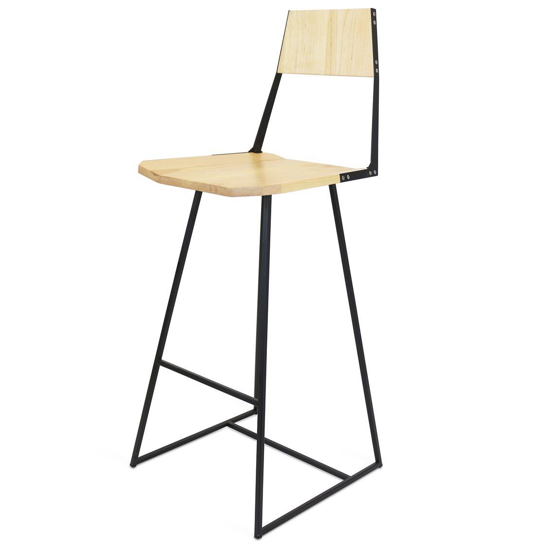 Tronk Design Clarke Collection Maple Wood Black Bar Stool
