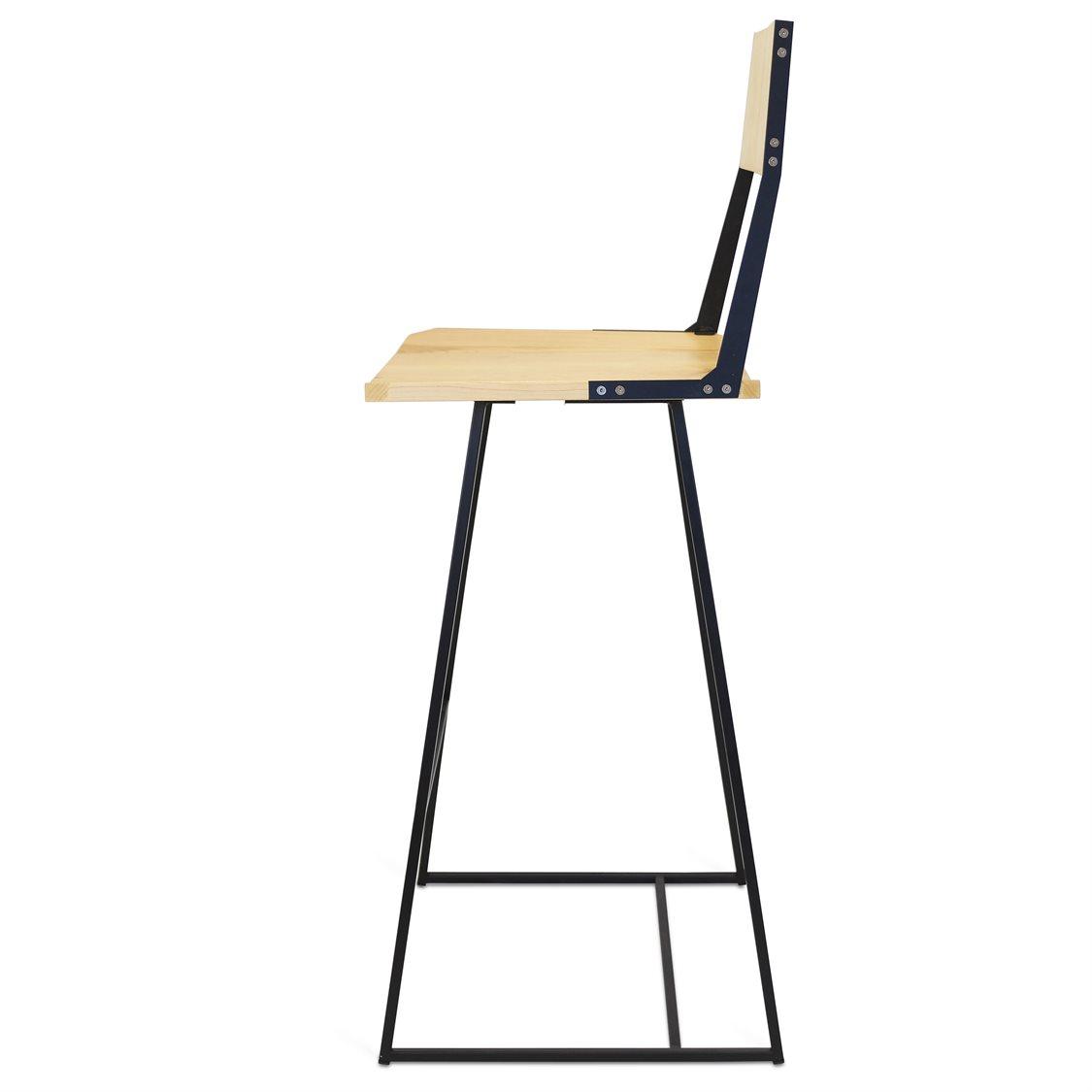 Tronk Design Clarke Collection Maple Wood Black Bar Stool