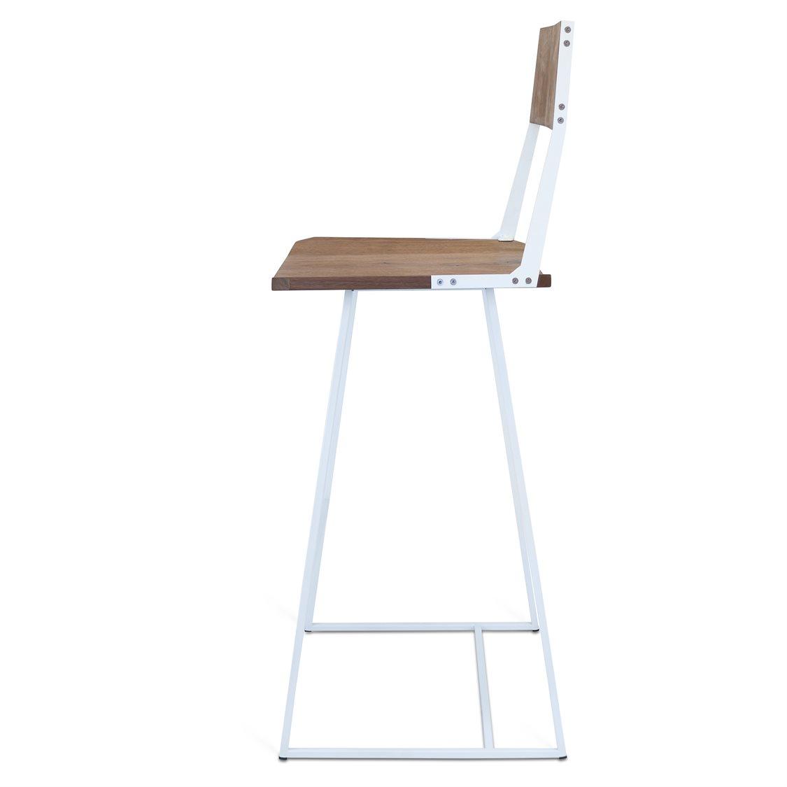 Tronk Design Clarke Collection Walnut Wood White Bar Stool