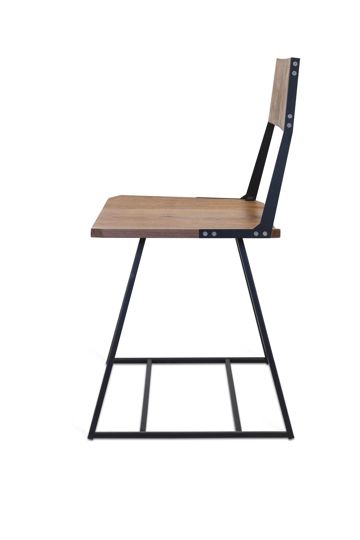 Tronk Design Clarke Collection Walnut Wood Black Side Dining Chair