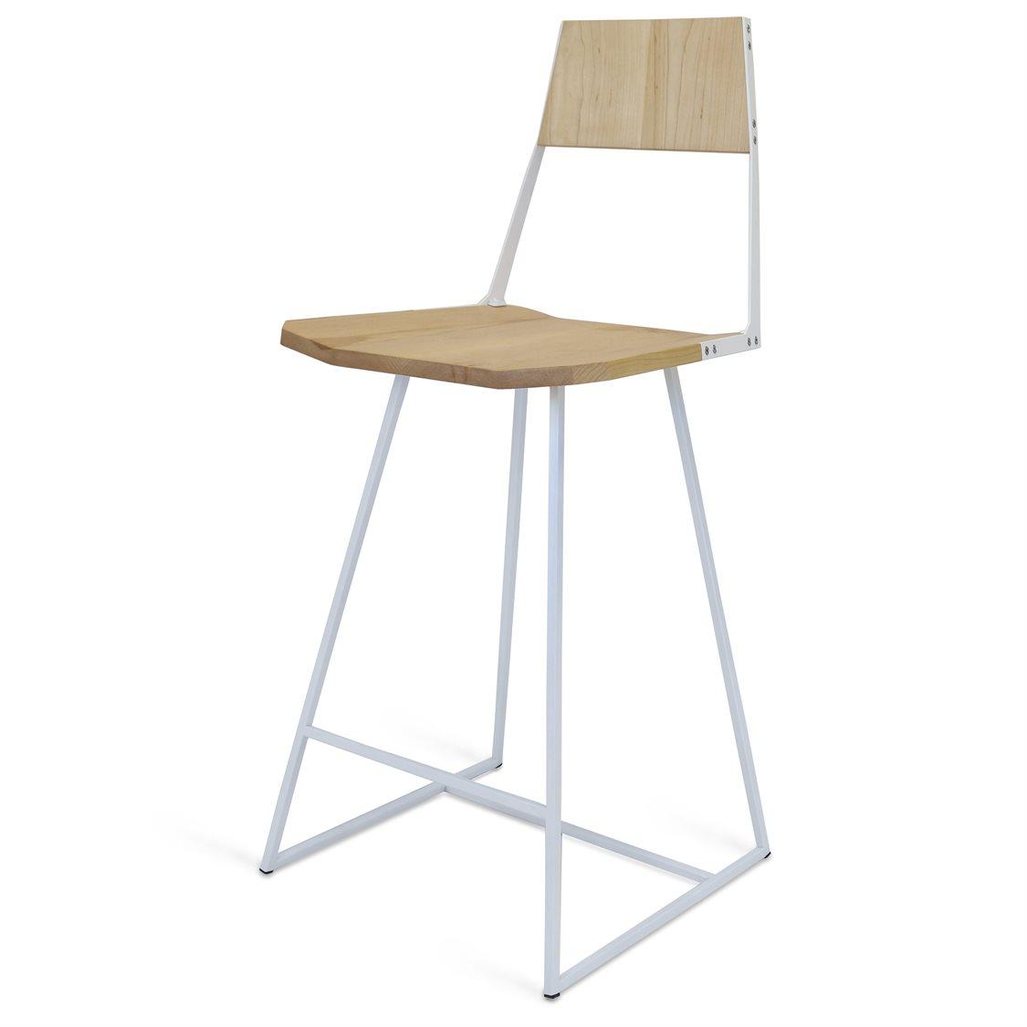 Tronk Design Clarke Collection Maple Wood White Counter Stool