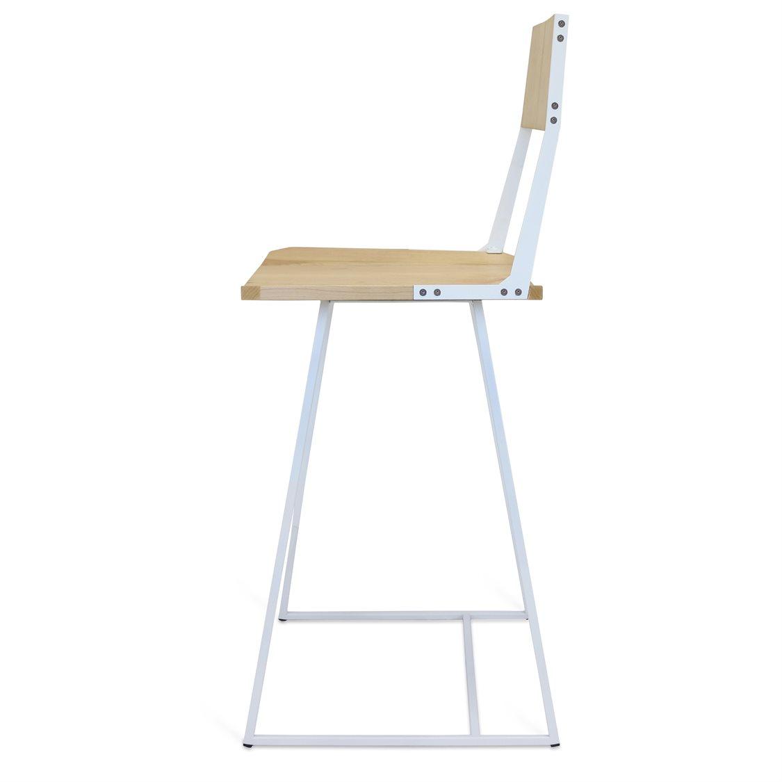 Tronk Design Clarke Collection Maple Wood White Counter Stool