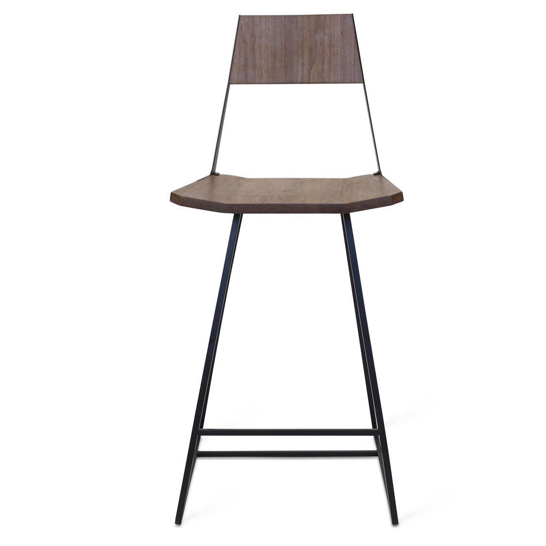 Tronk Design Clarke Collection Walnut Wood Black Counter Stool