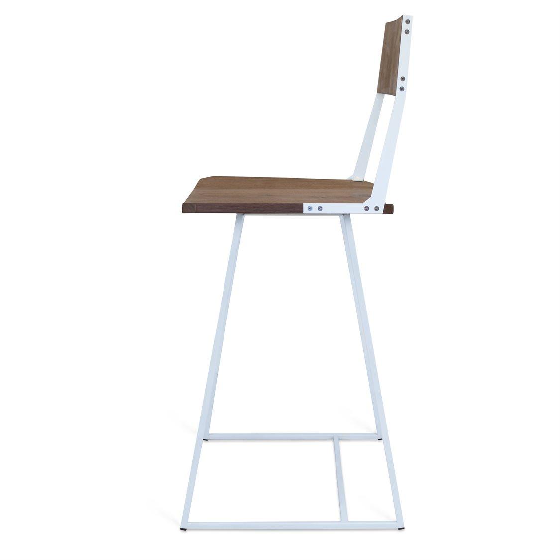 Tronk Design Clarke Collection Walnut Wood White Counter Stool