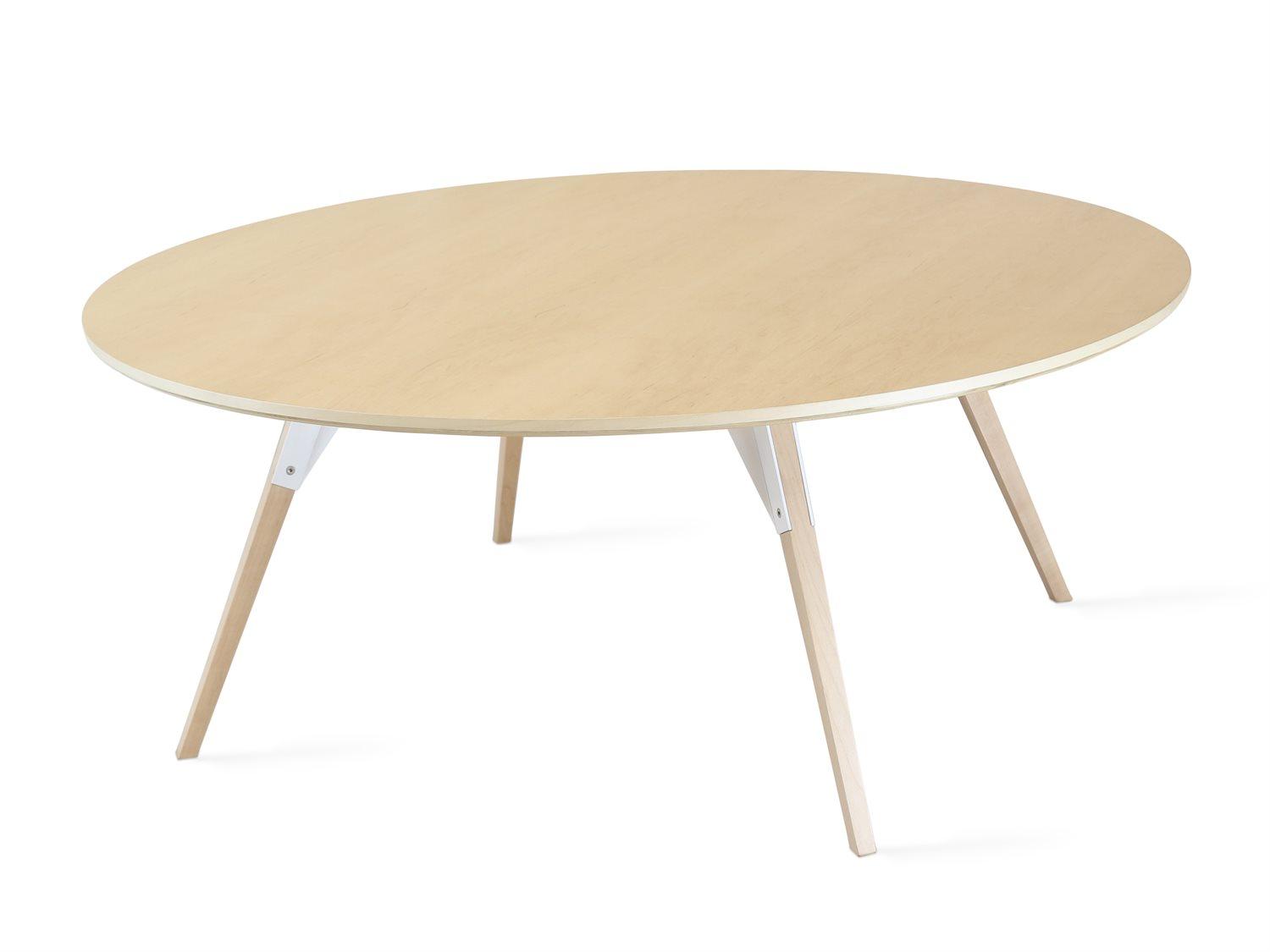 Tronk Design Clarke Collection Round Wood White Coffee Table