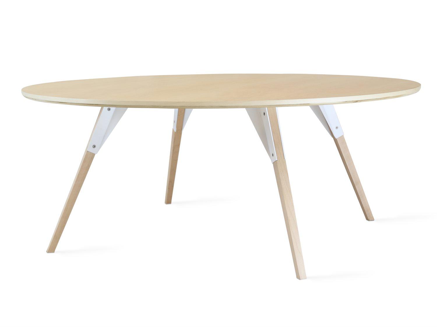 Tronk Design Clarke Collection Round Wood White Coffee Table