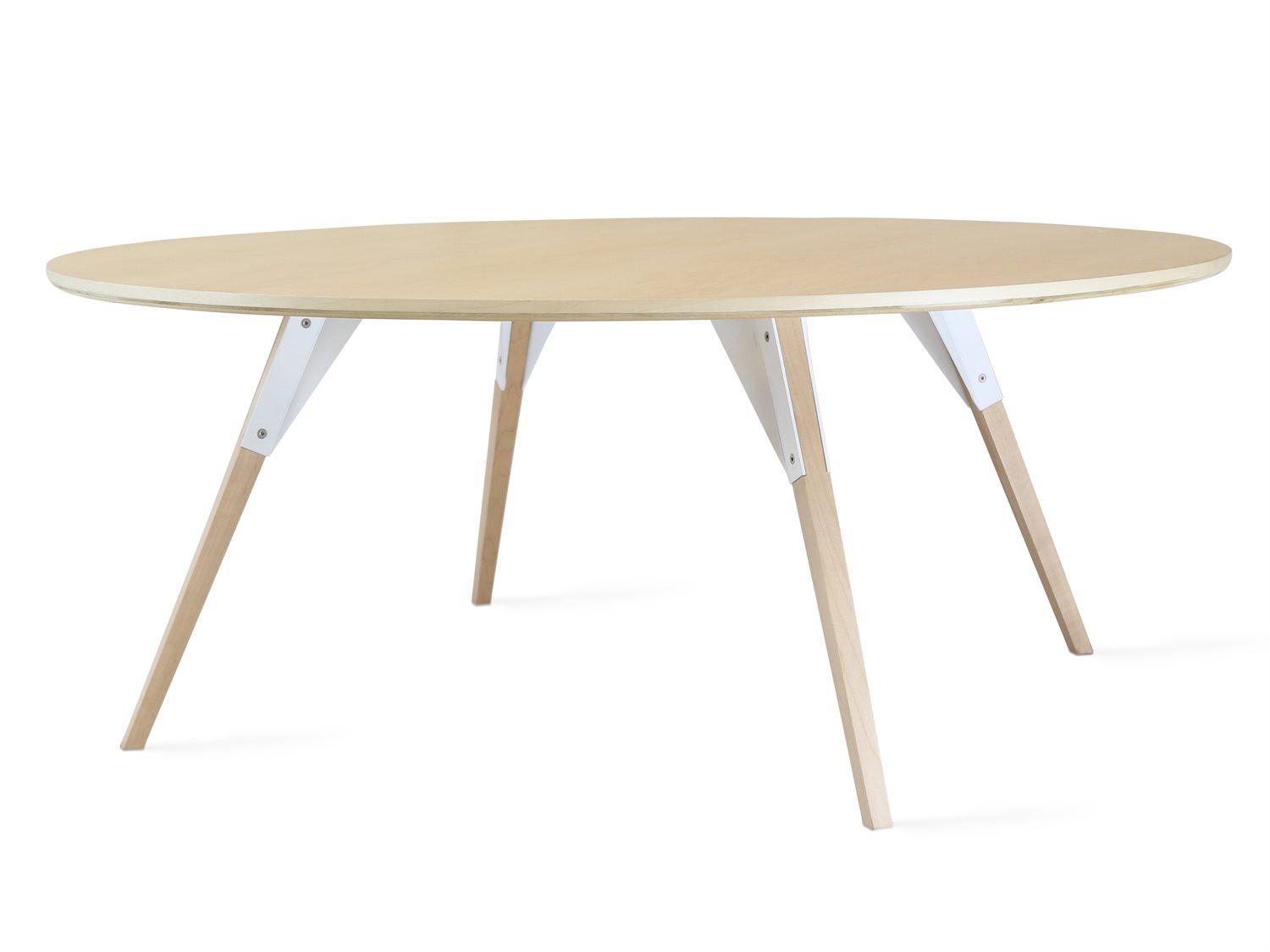 Tronk Design Clarke Collection Oval Wood White Coffee Table