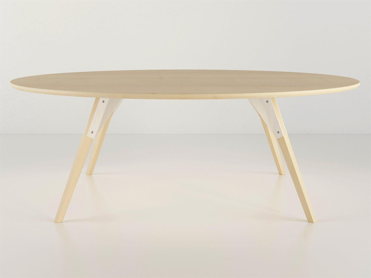 Tronk Design Clarke Collection Oval Wood White Coffee Table
