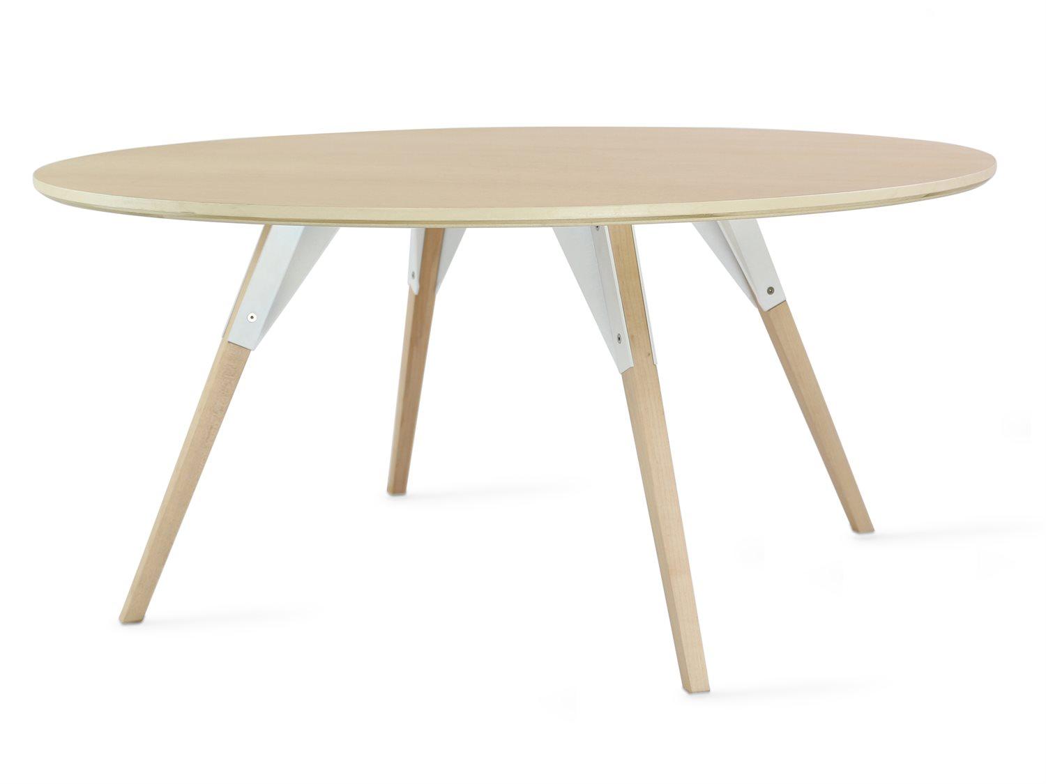 Tronk Design Clarke Collection Round Wood White Coffee Table