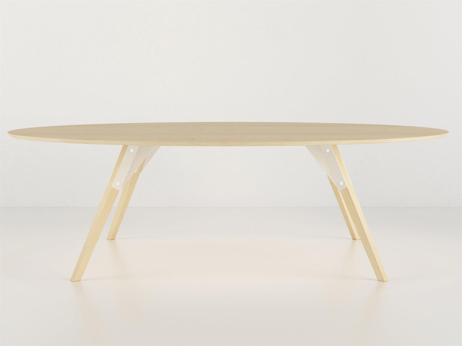 Tronk Design Clarke Collection Oval Wood White Coffee Table