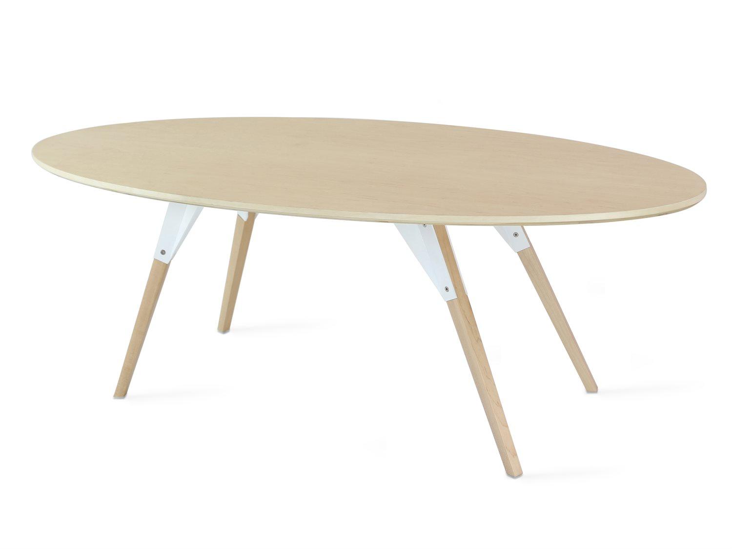 Tronk Design Clarke Collection Oval Wood White Coffee Table