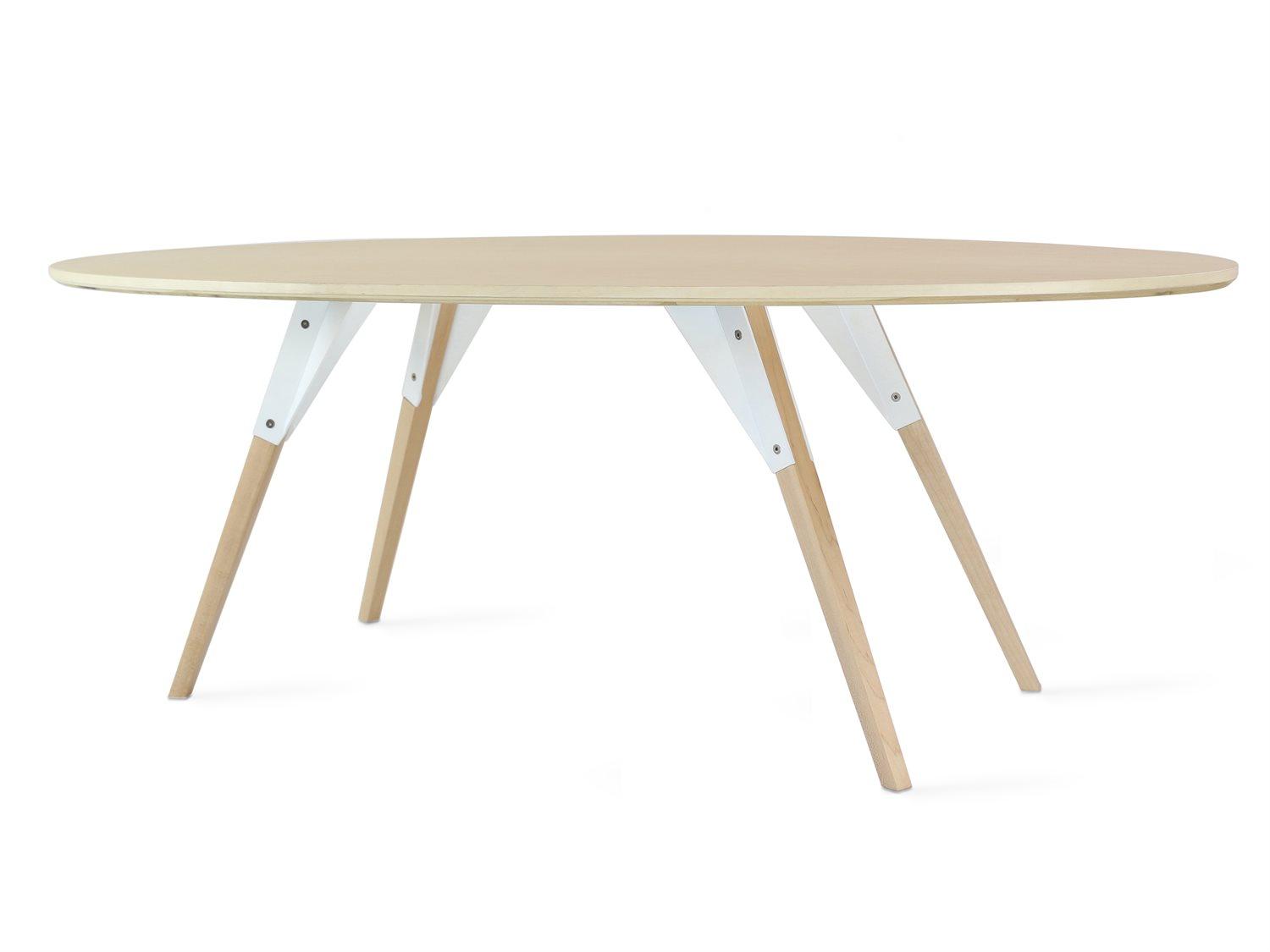 Tronk Design Clarke Collection Oval Wood White Coffee Table