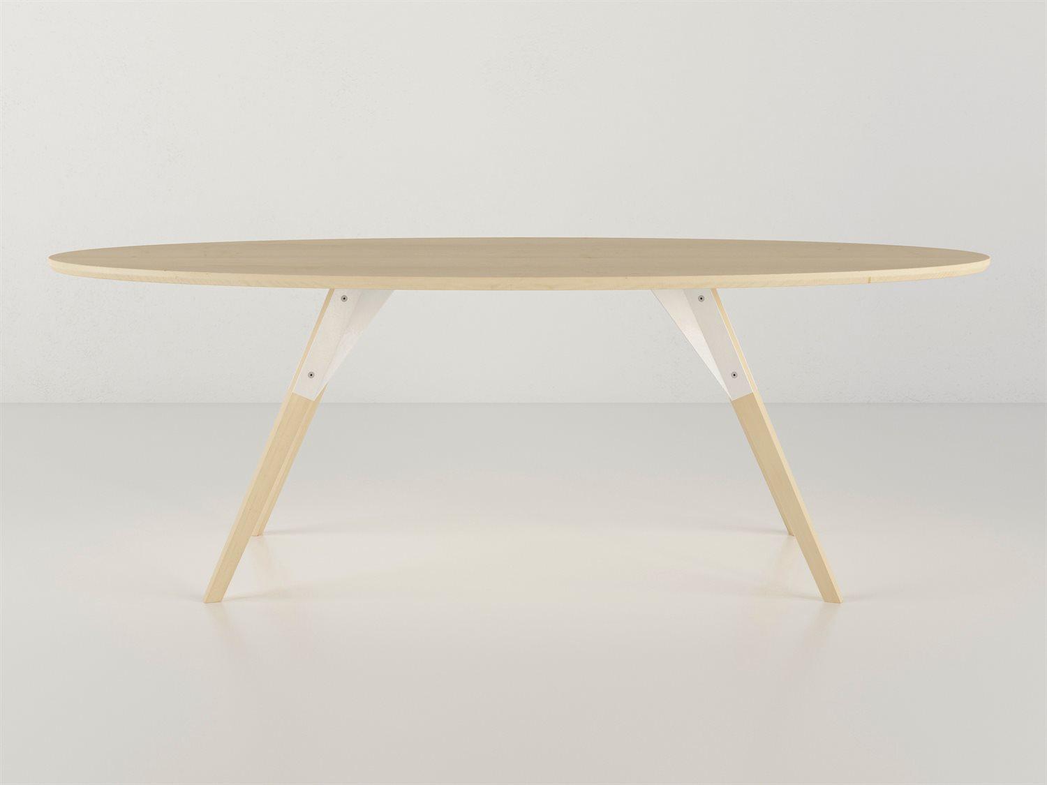 Tronk Design Clarke Collection Oval Wood White Coffee Table