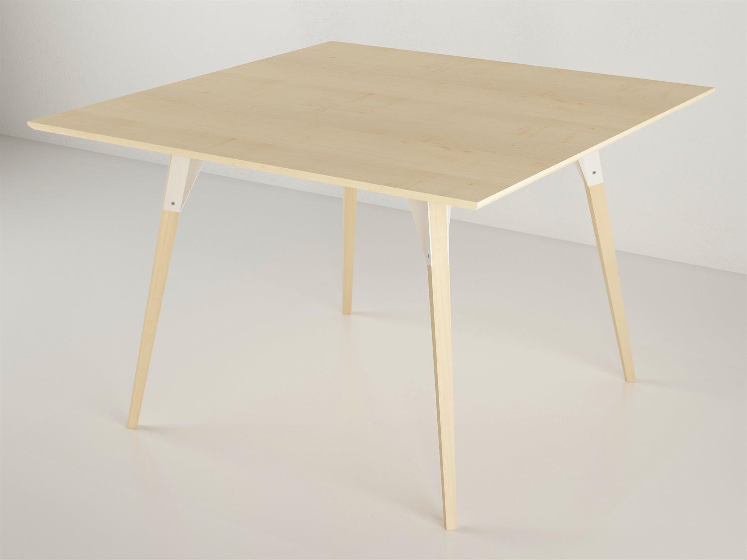 Tronk Design Clarke Collection Square Wood White Dining Table
