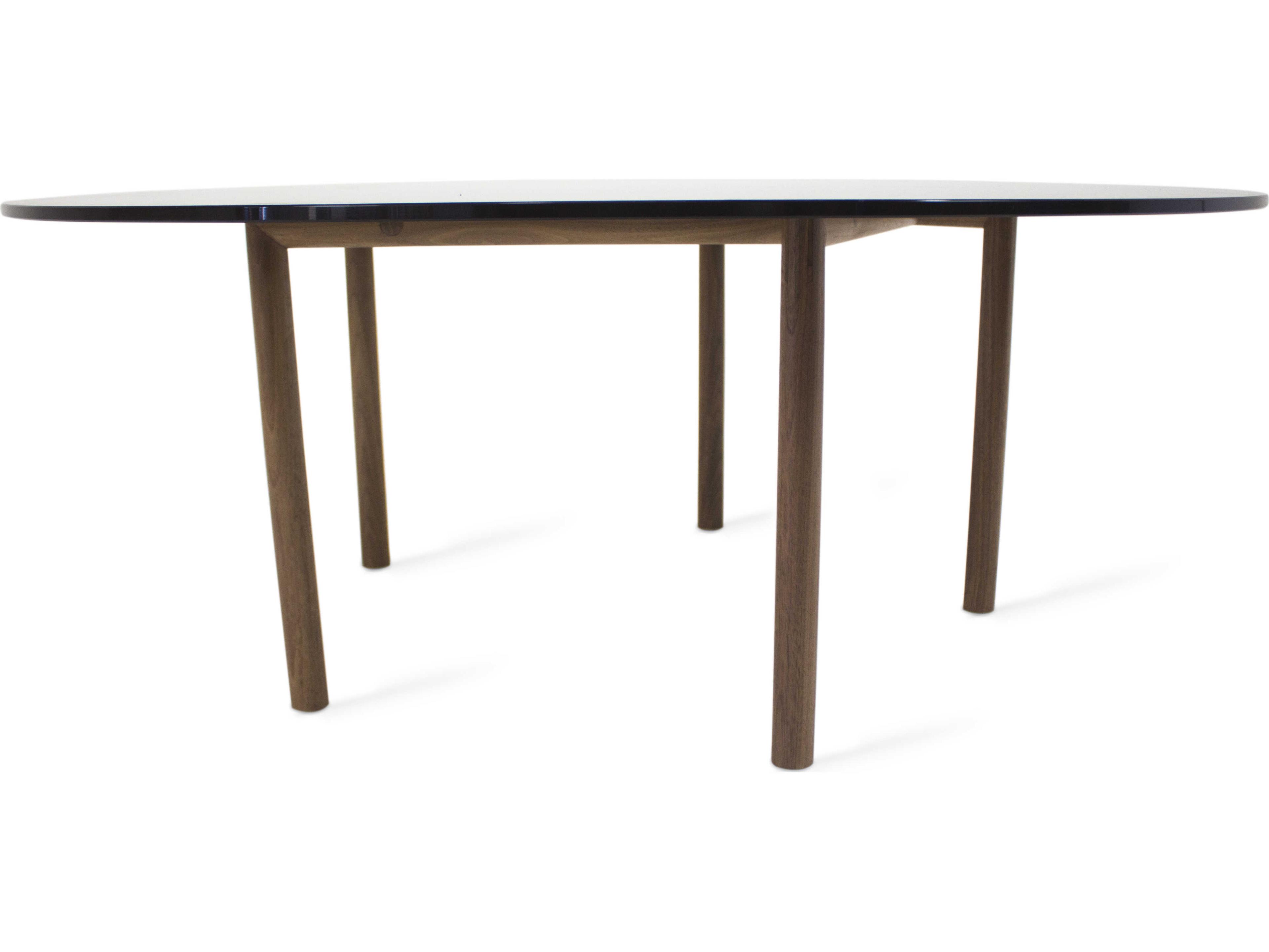 Tronk Design Gallagher Round Glass Smoked Walnut Coffee Table