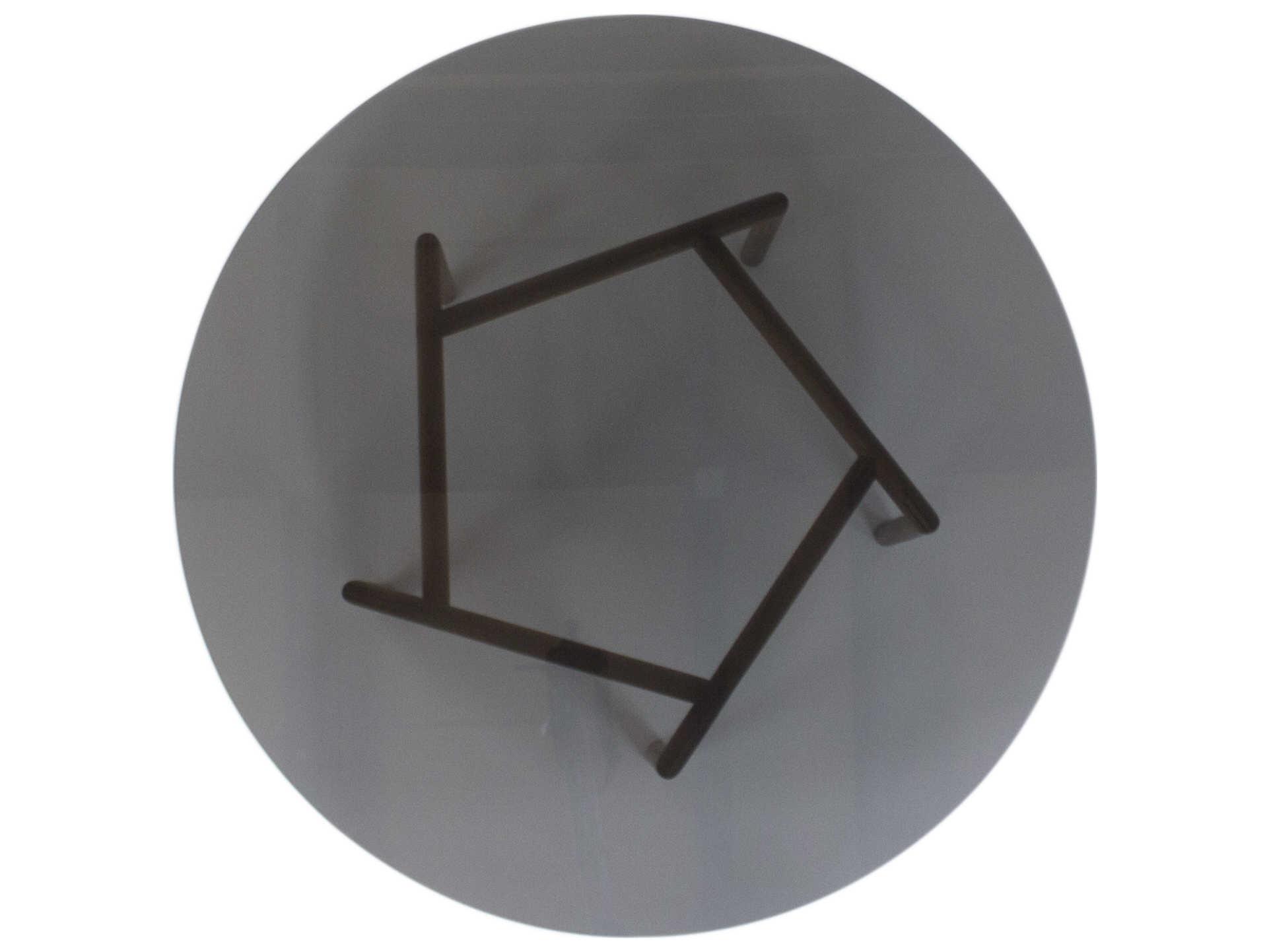 Tronk Design Gallagher Round Glass Smoked Walnut Coffee Table