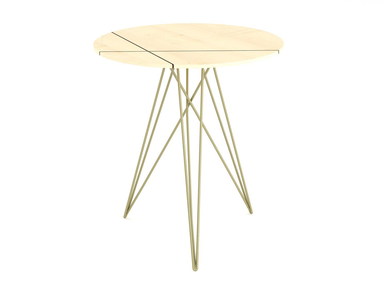 Tronk Design Round Wood Brassy Gold End Table