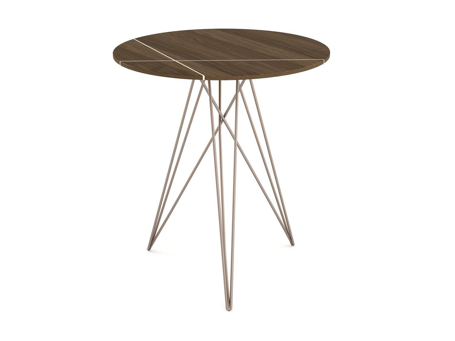 Tronk Design Round Wood Rose Copper End Table