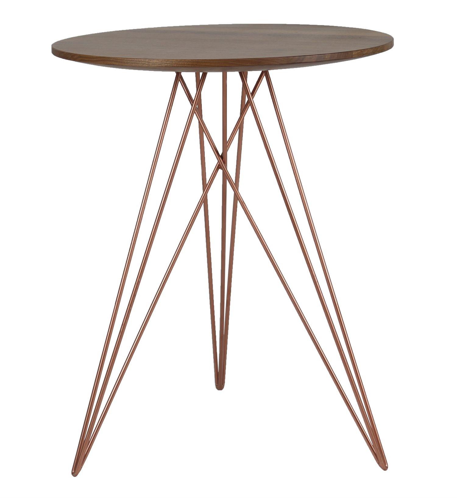 Tronk Design Round Wood Rose Copper End Table