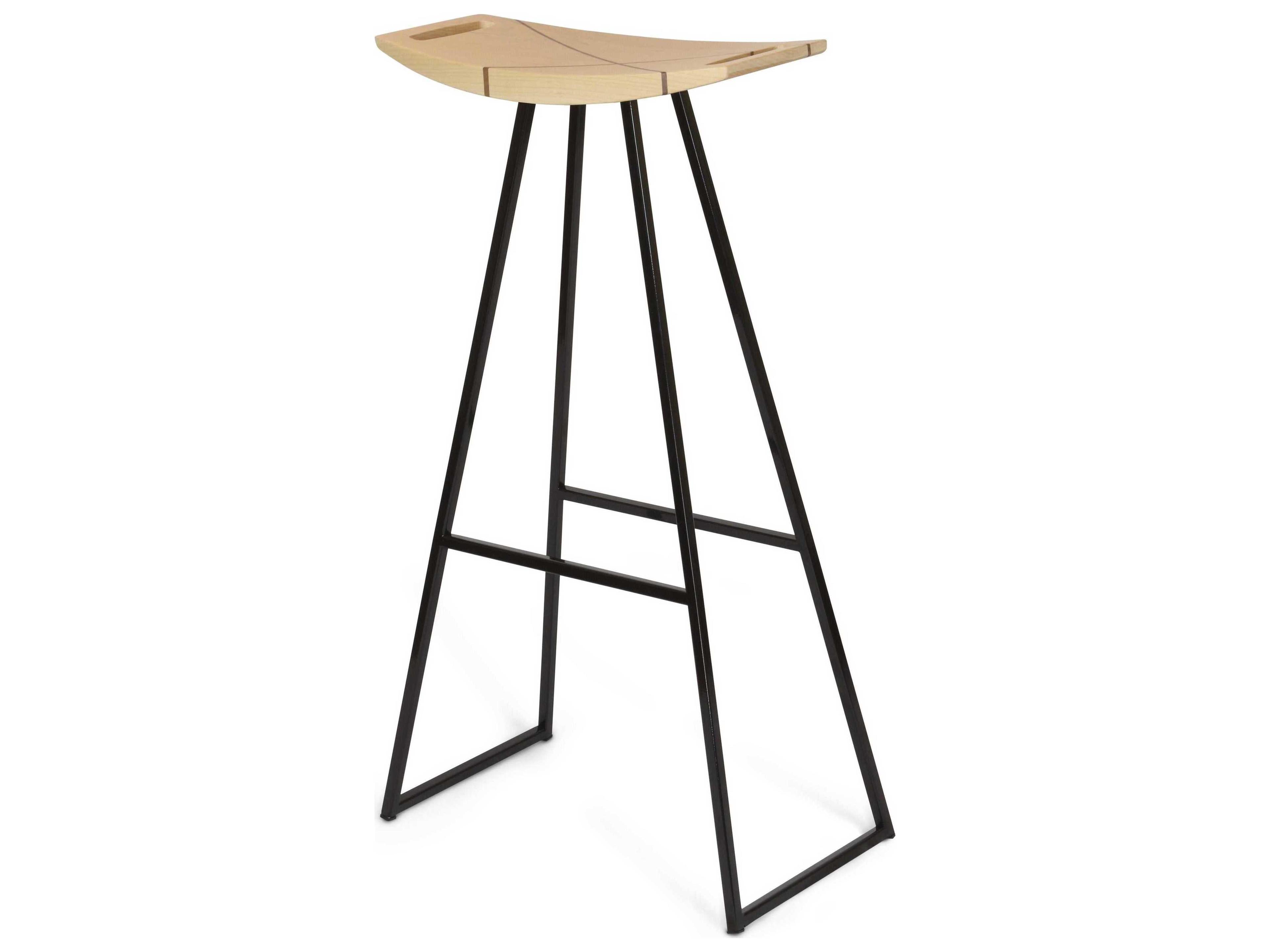 Tronk Design Roberts Maple Wood Bar Stool with Inlay