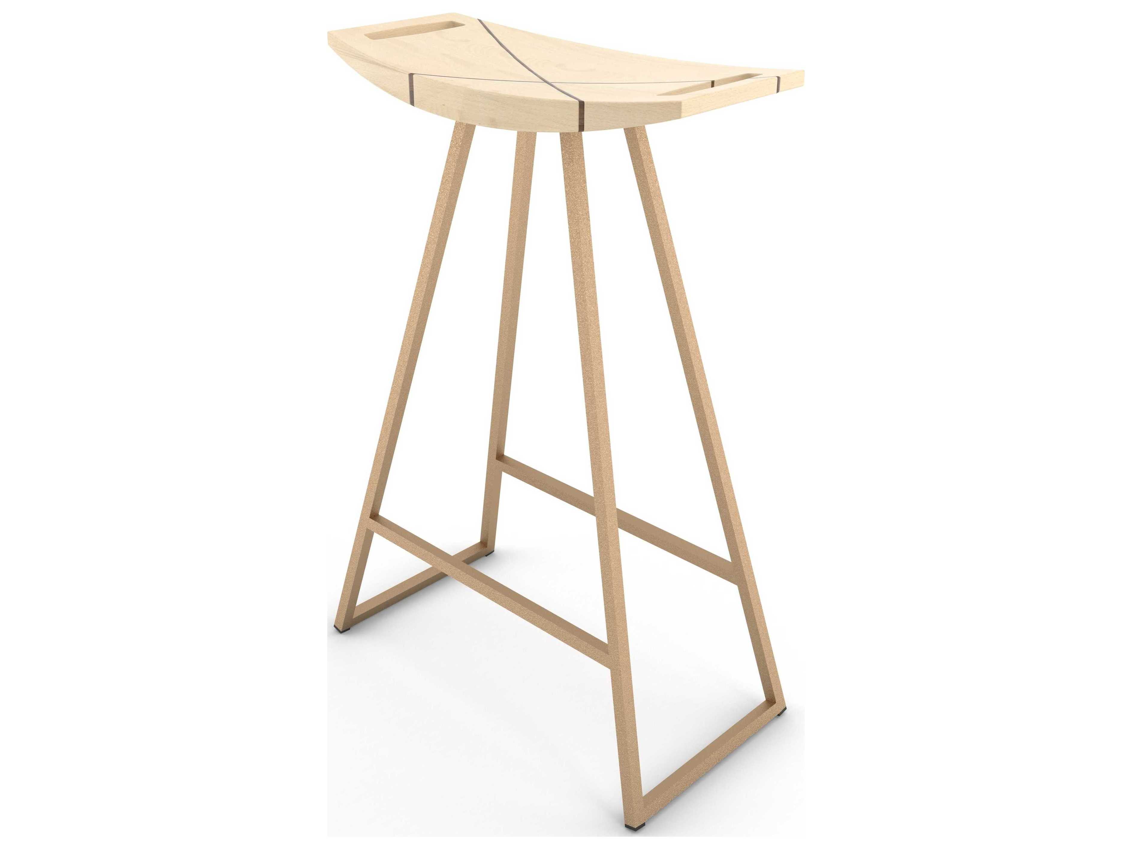 Tronk Design Roberts Maple Wood Counter Stool with Inlay