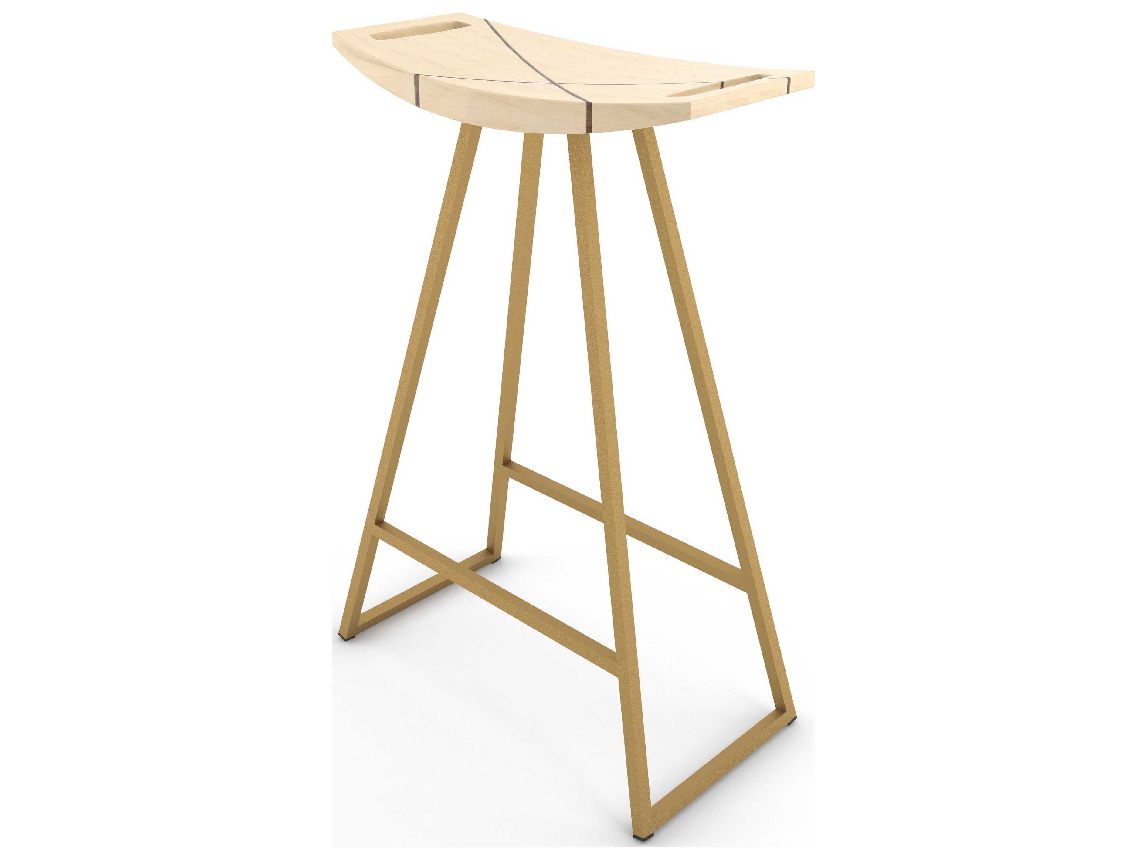 Tronk Design Roberts Maple Wood Counter Stool with Inlay
