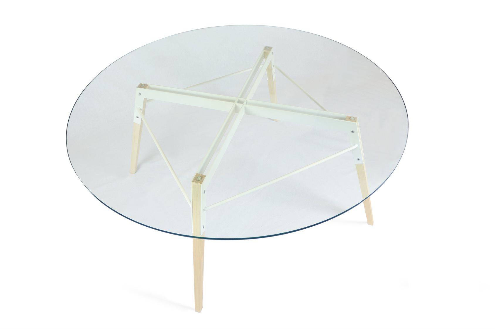 Tronk Design Ross Round Glass White Coffee Table