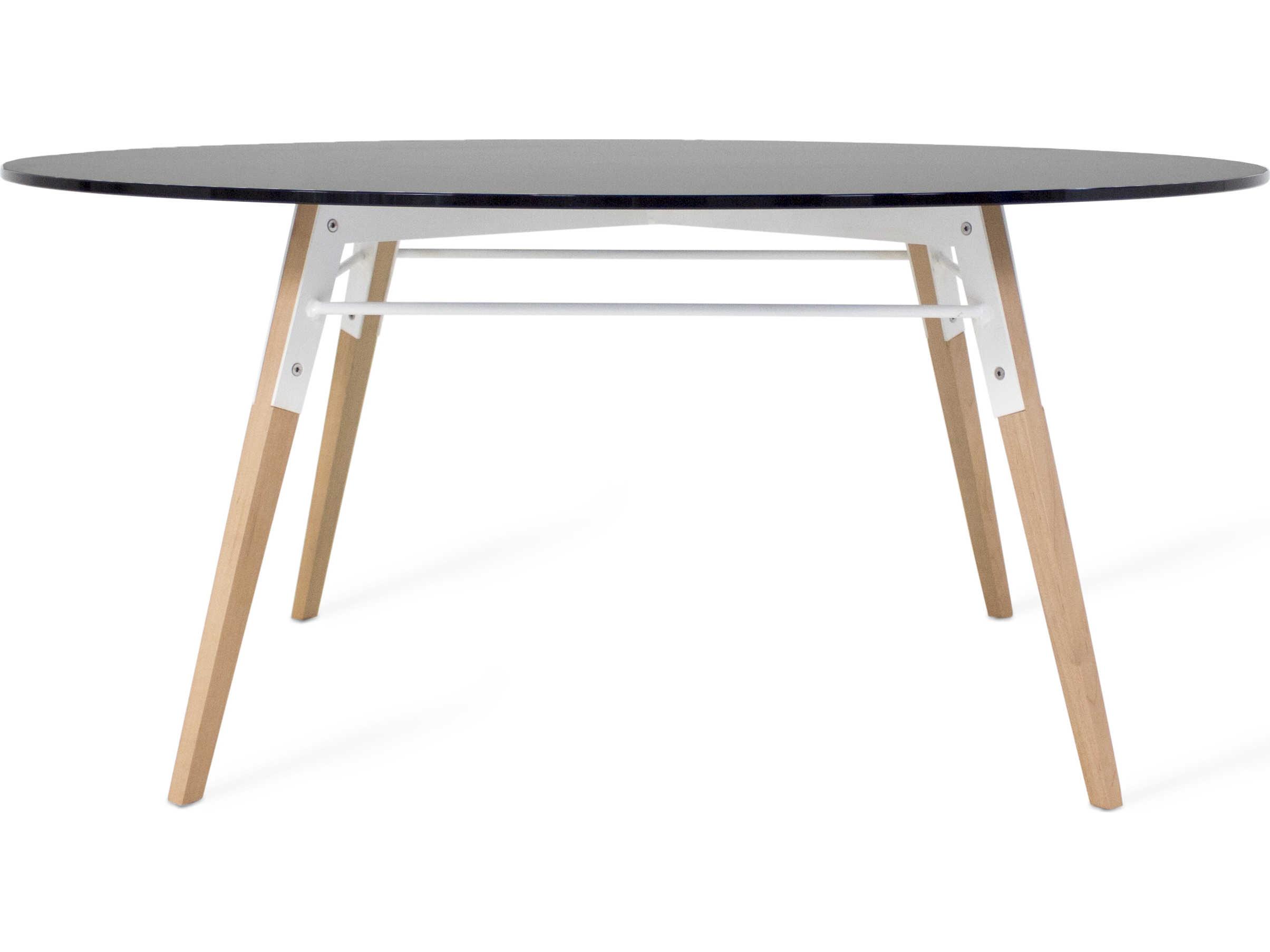 Tronk Design Ross Round Glass White Maple Coffee Table