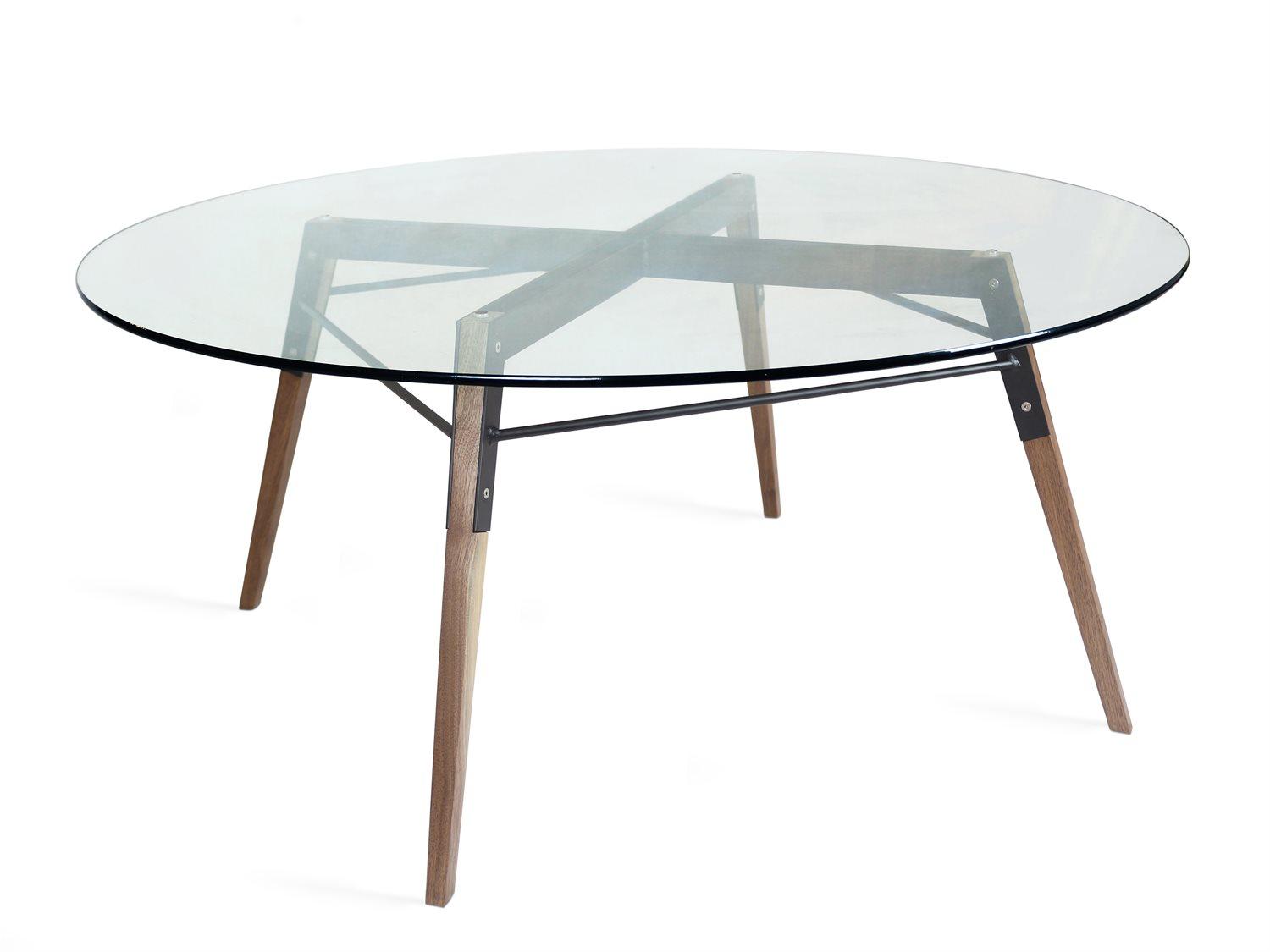 Tronk Design Ross Round Glass Black Coffee Table