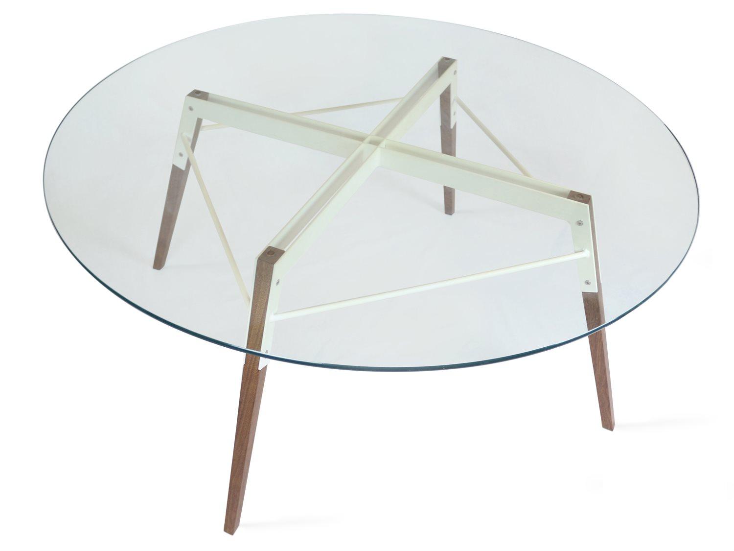 Tronk Design Ross Round Glass White Coffee Table