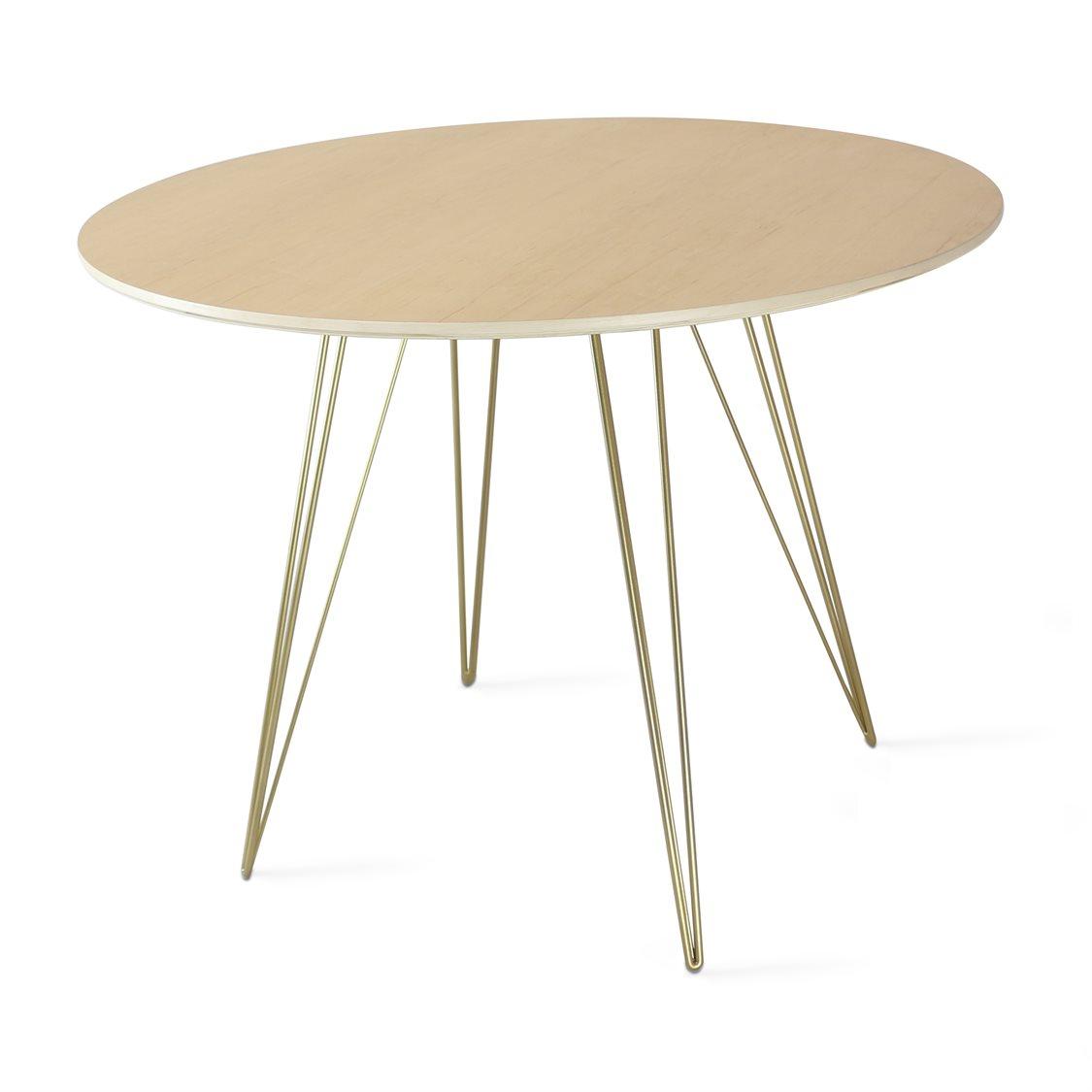 Tronk Design Williams Table Collection Round Wood Brassy Gold Dining
