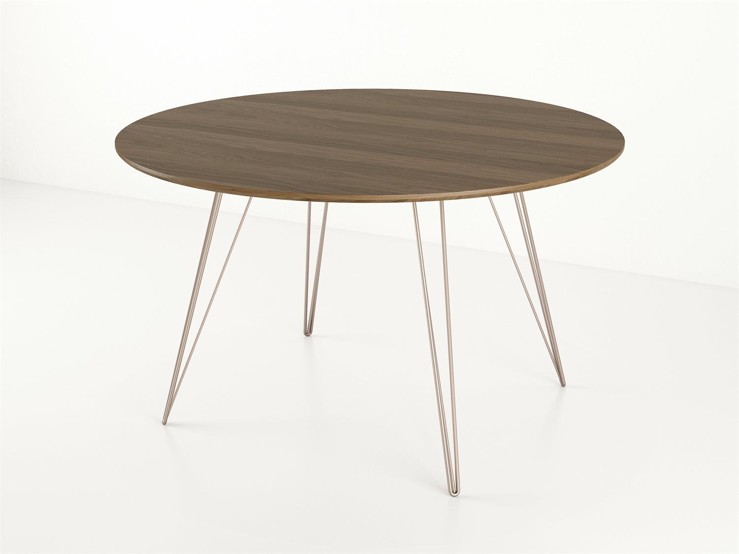 Tronk Design Williams Table Collection Round Wood Rose Copper Dining