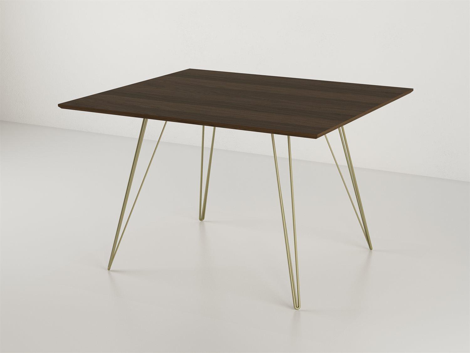 Tronk Design Williams Table Collection Square Wood Brassy Gold Dining