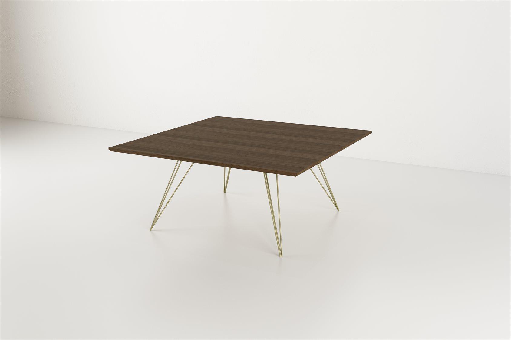Tronk Design Williams Table Collection Square Wood Brassy Gold Dining