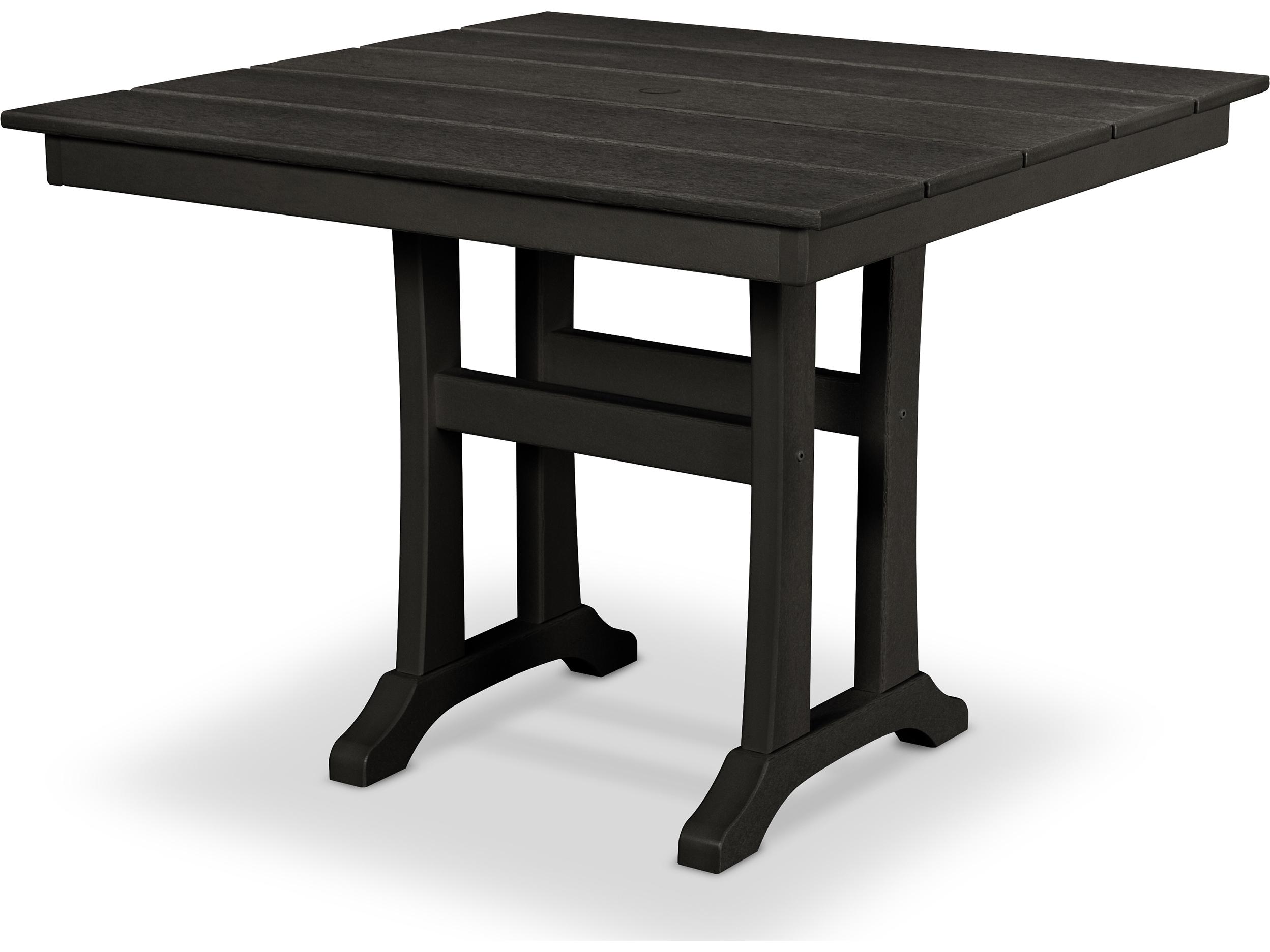 Trex® Outdoor Furniture™ Farmhouse Trestle Recycled Plastic Square Dining Table with Umbrella Hole