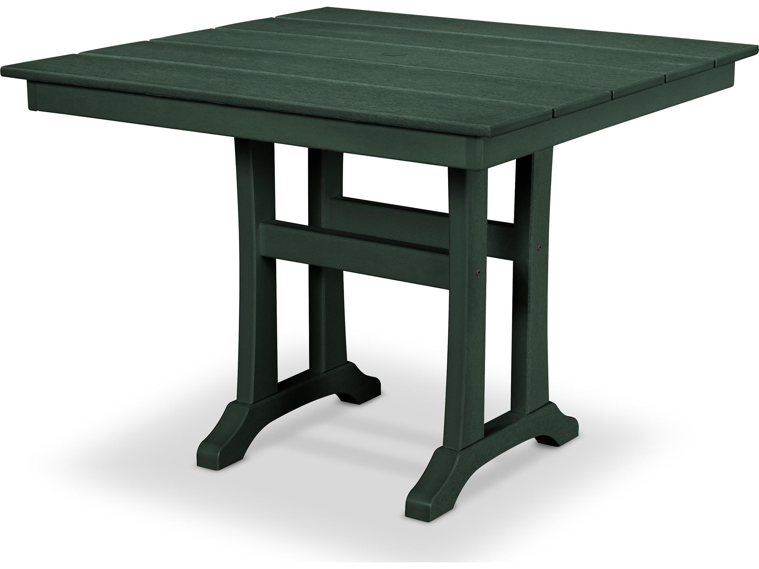 Trex® Outdoor Furniture™ Farmhouse Trestle Recycled Plastic Square Dining Table with Umbrella Hole