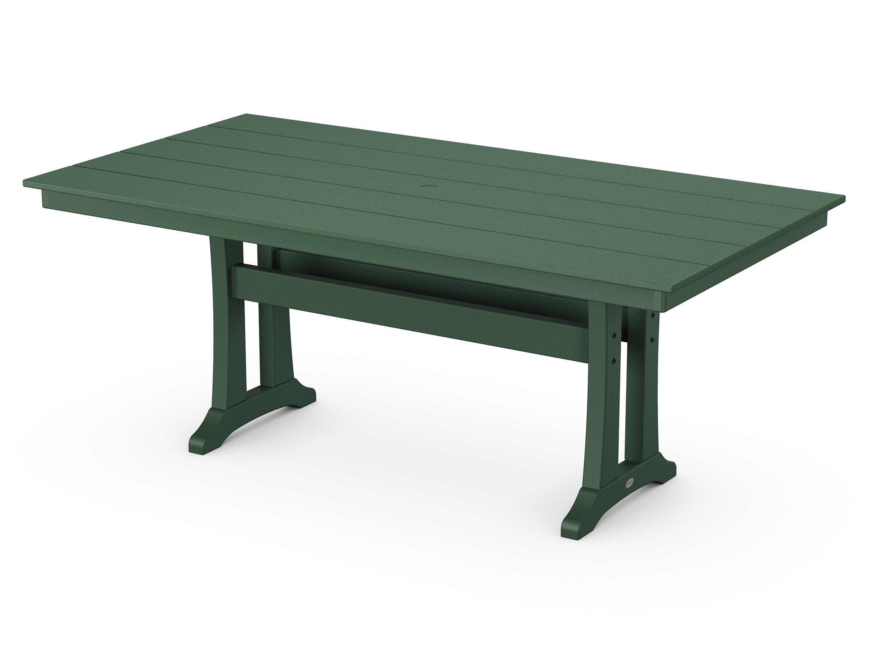 Trex® Outdoor Furniture™ Farmhouse Trestle Recycled Plastic Rectangular Dining Table with Umbrella Hole