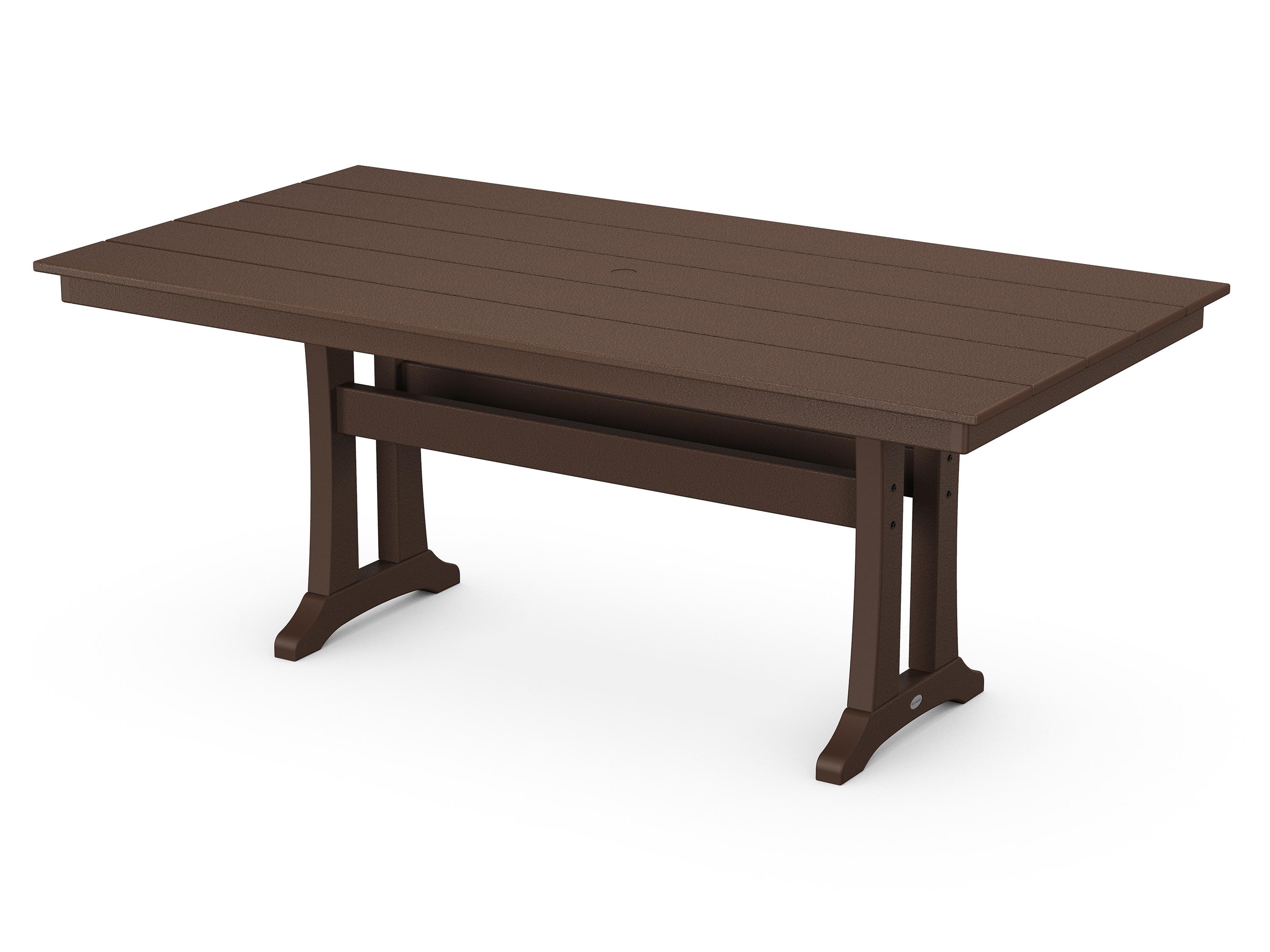 Trex® Outdoor Furniture™ Farmhouse Trestle Recycled Plastic Rectangular Dining Table with Umbrella Hole