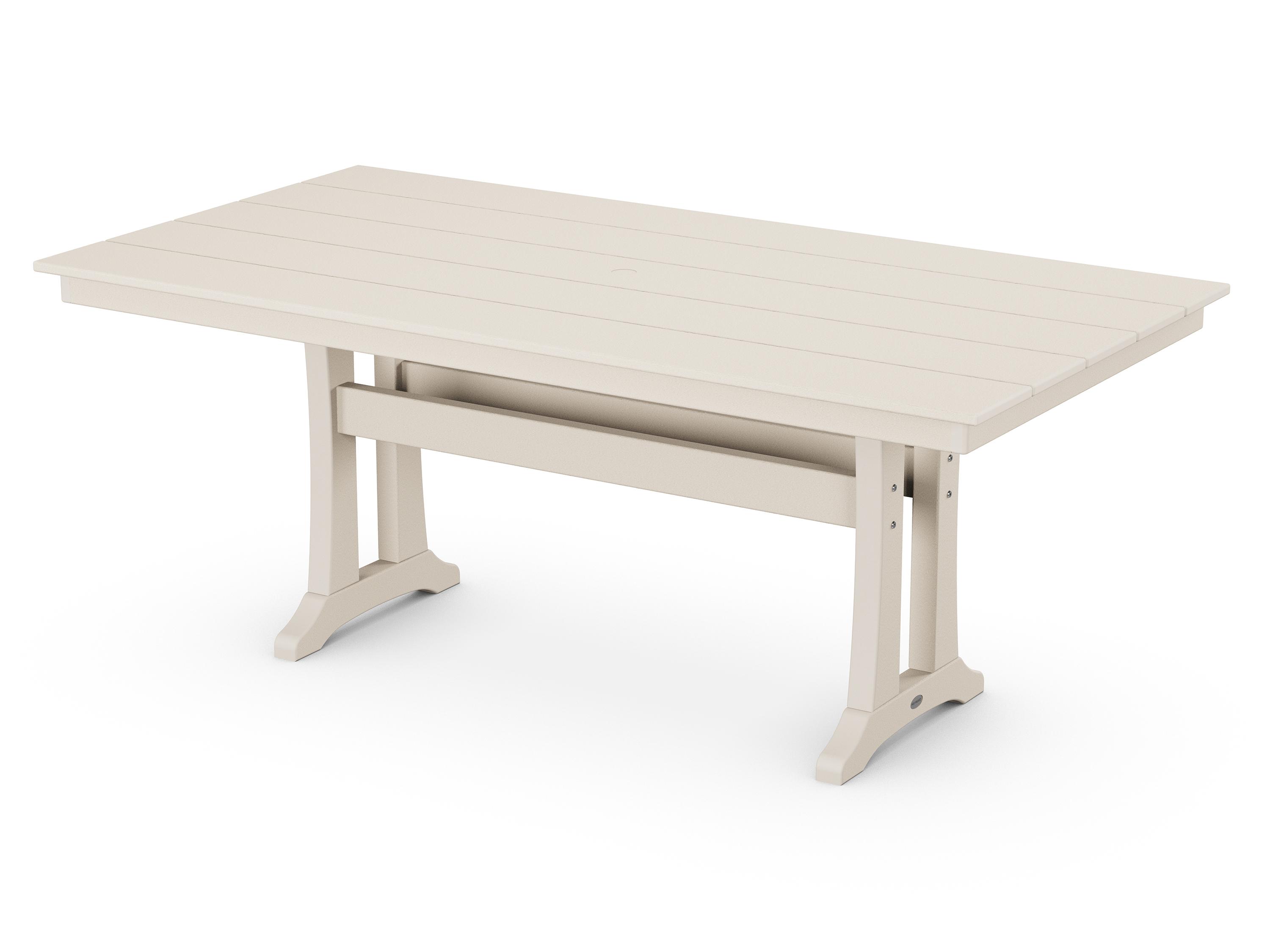 Trex® Outdoor Furniture™ Farmhouse Trestle Recycled Plastic Rectangular Dining Table with Umbrella Hole