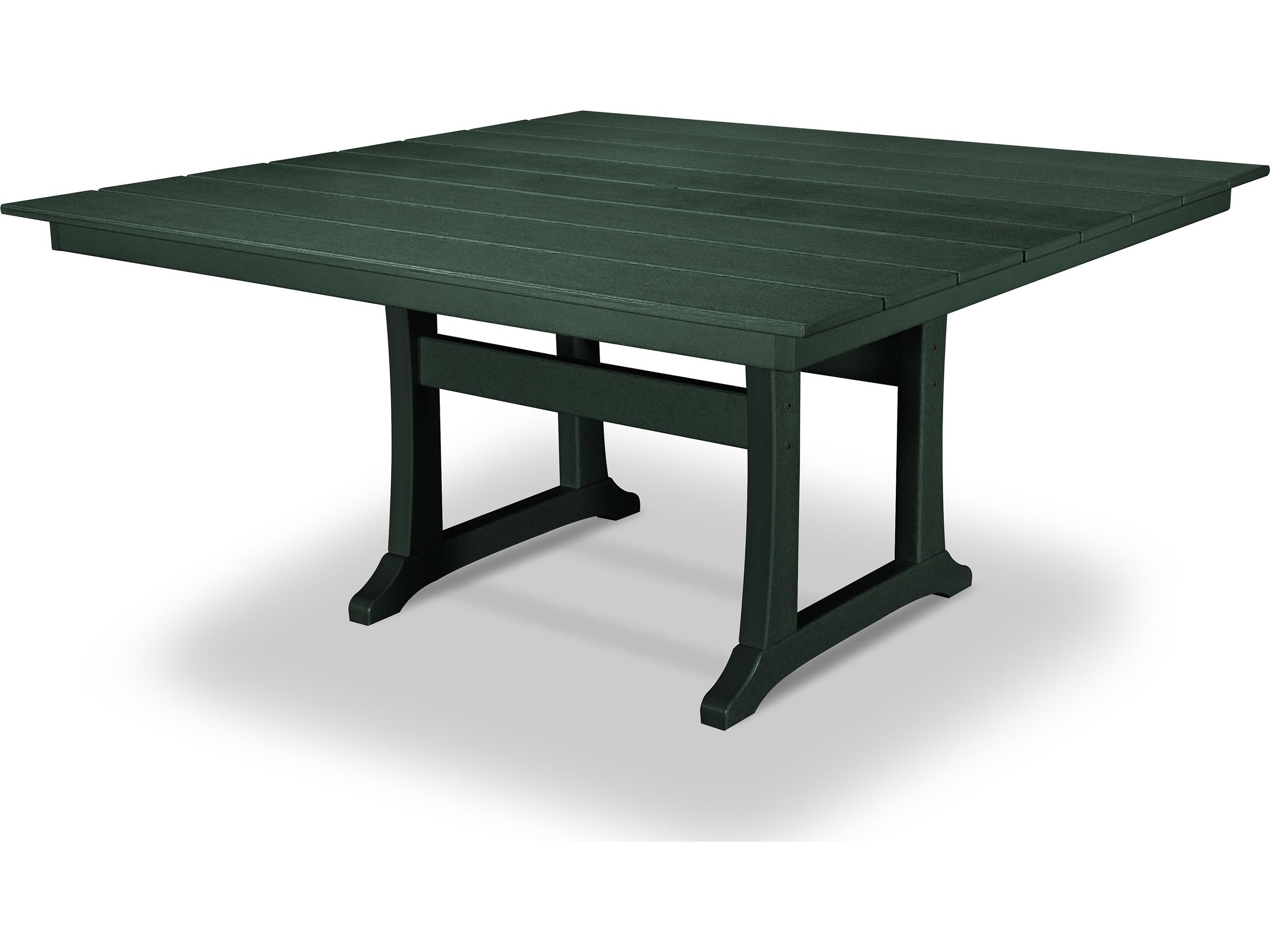 Trex® Outdoor Furniture™ Farmhouse Trestle Recycled Plastic Square Dining Table with Umbrella Hole