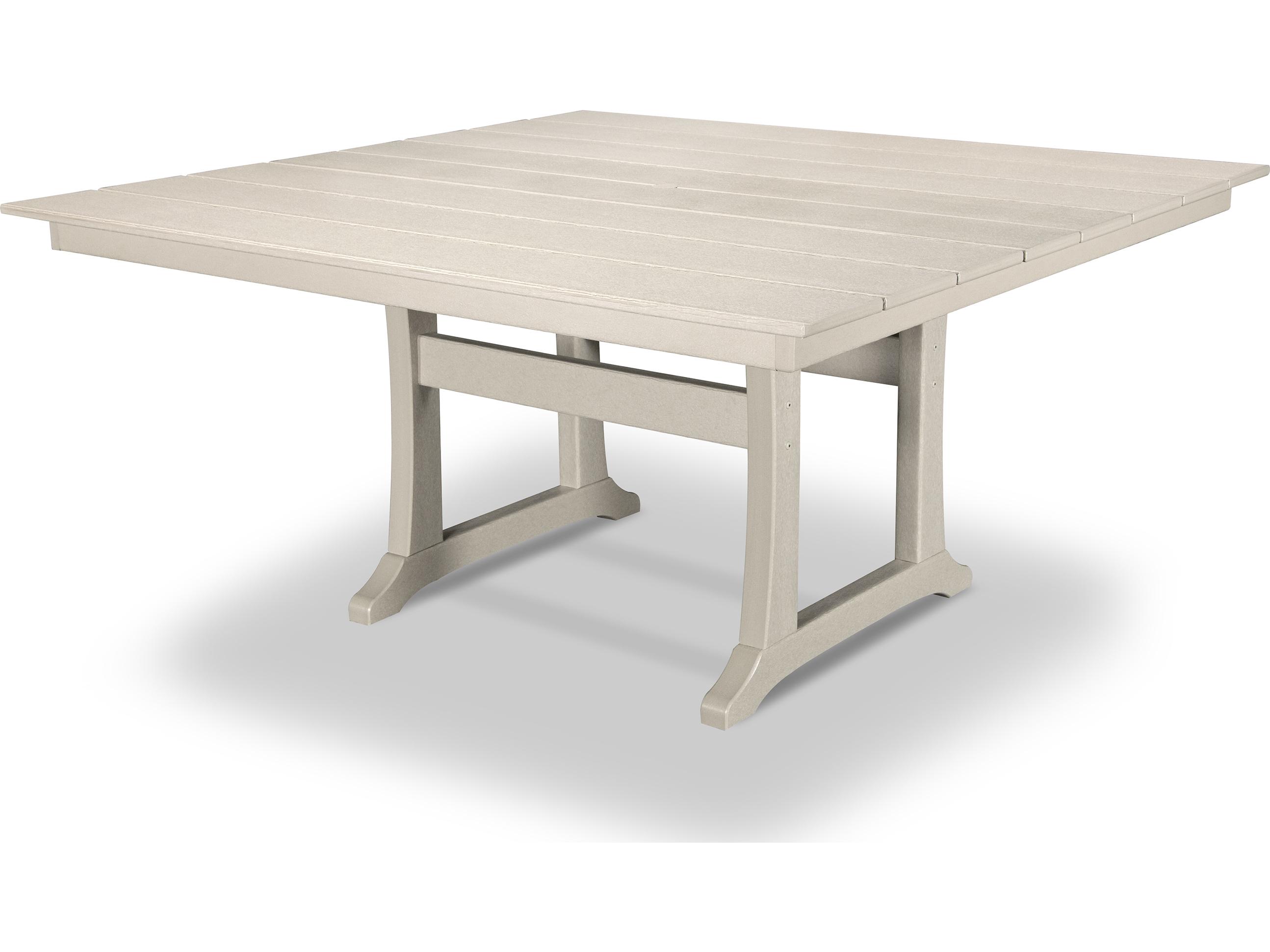 Trex® Outdoor Furniture™ Farmhouse Trestle Recycled Plastic Square Dining Table with Umbrella Hole