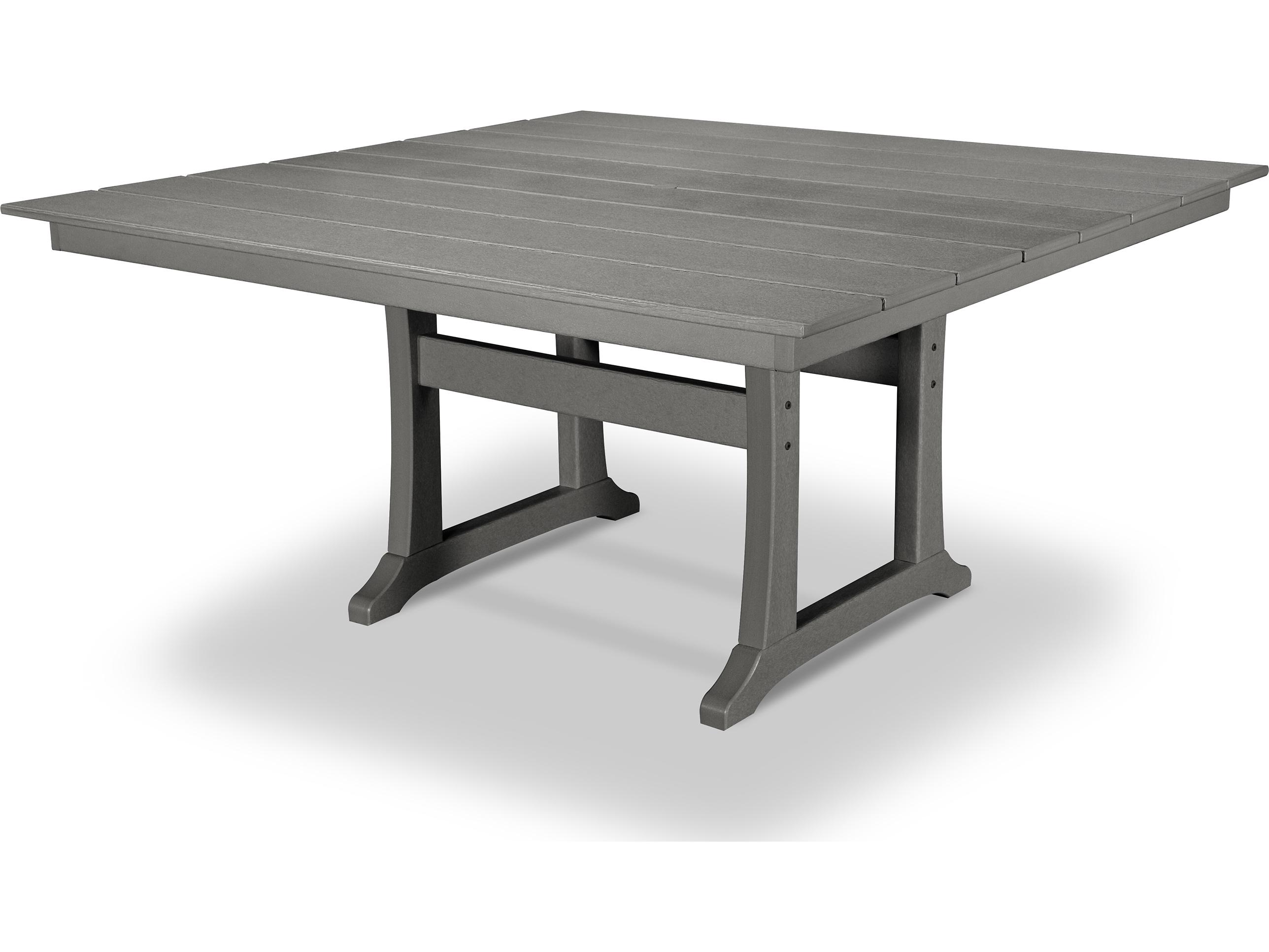 Trex® Outdoor Furniture™ Farmhouse Trestle Recycled Plastic Square Dining Table with Umbrella Hole